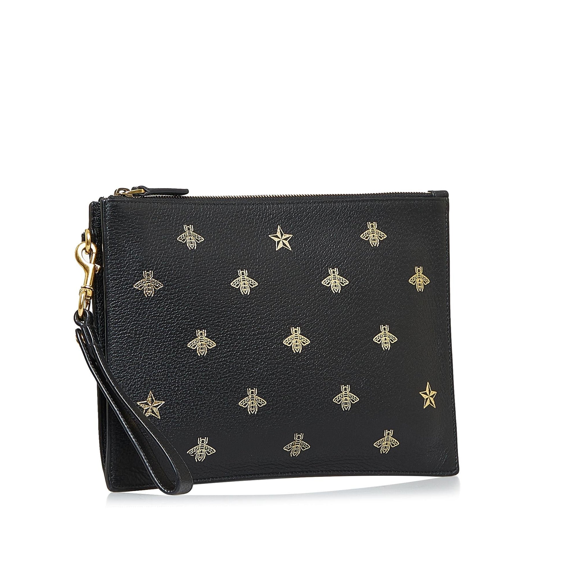 Gucci Bee Star SHG-yQxXBk Calf Black Clutch Bag