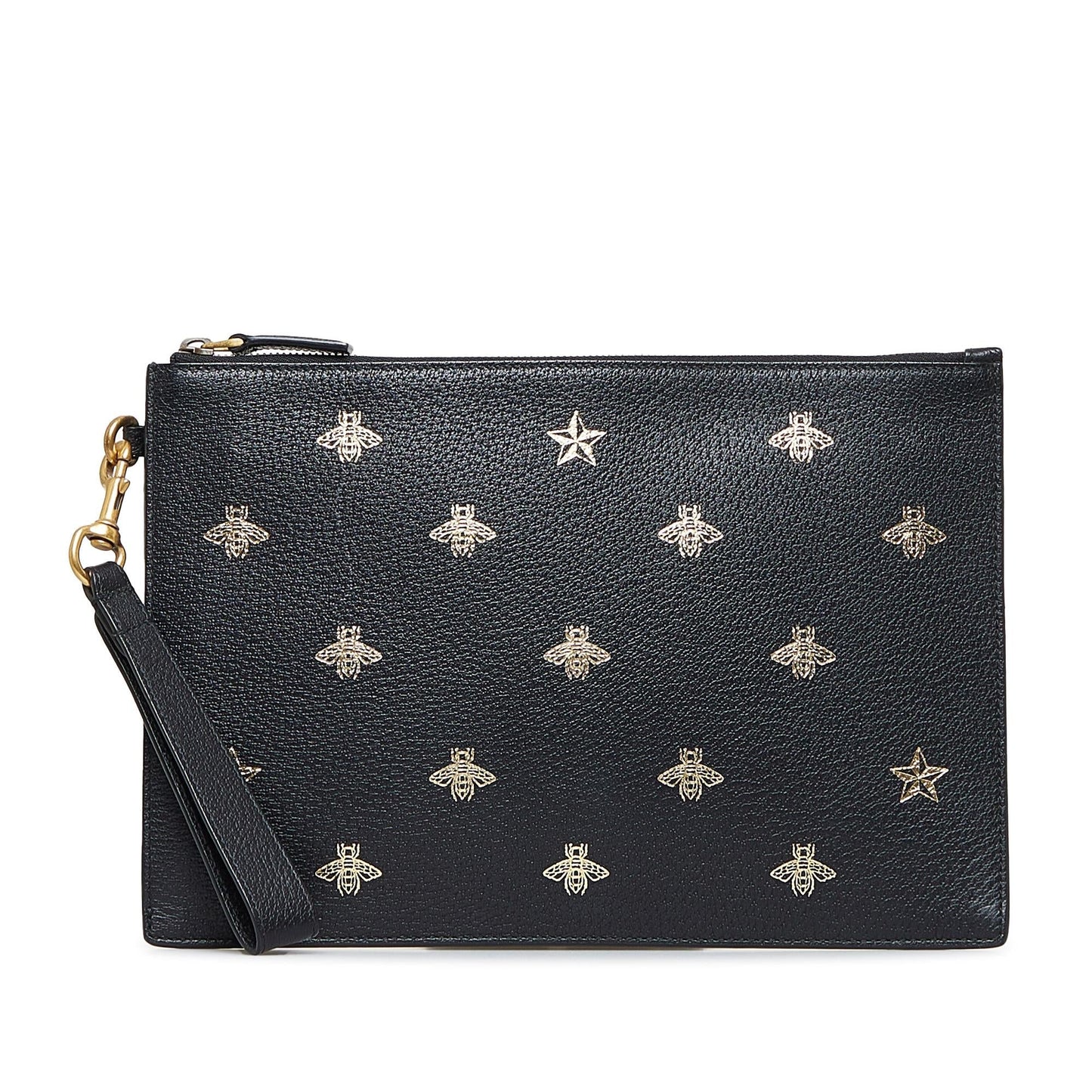 Gucci Bee Star SHG-nCln2z Calf Black Clutch Bag