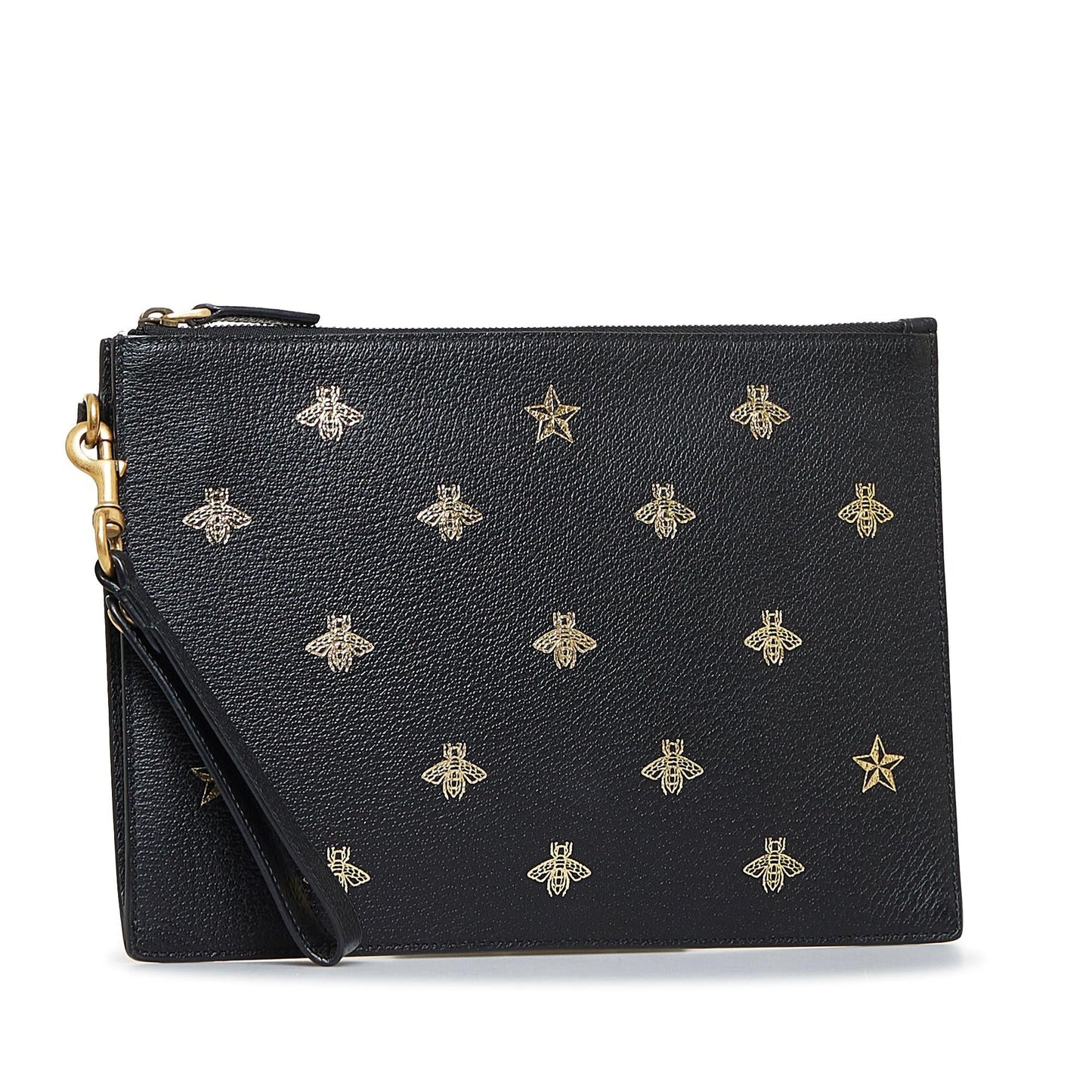 Gucci Bee Star SHG-nCln2z Calf Black Clutch Bag