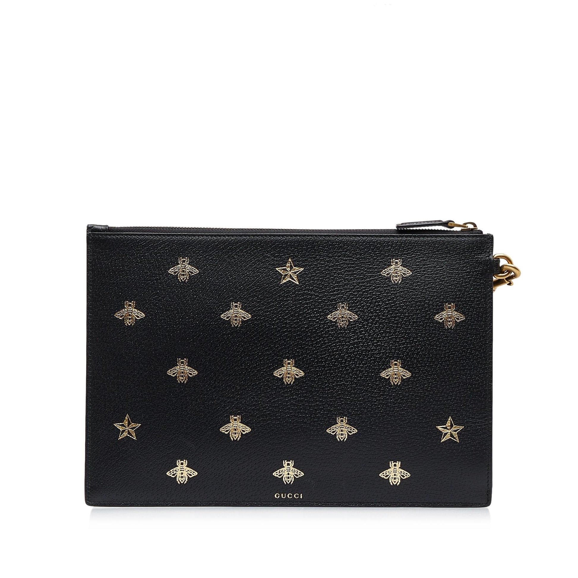 Gucci Bee Star SHG-AF5WVQ Calf Black Clutch Bag