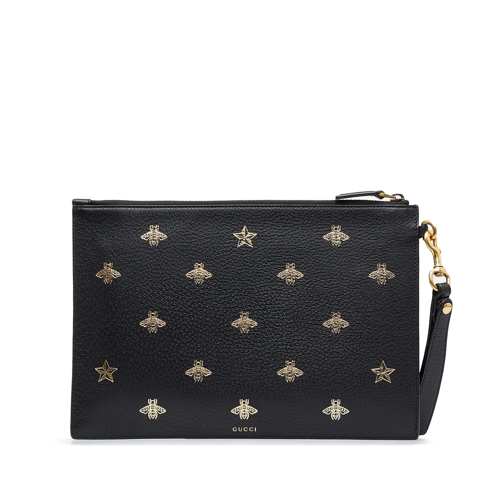 Gucci Bee Star SHG-Ji4YI7 Calf Black Clutch Bag