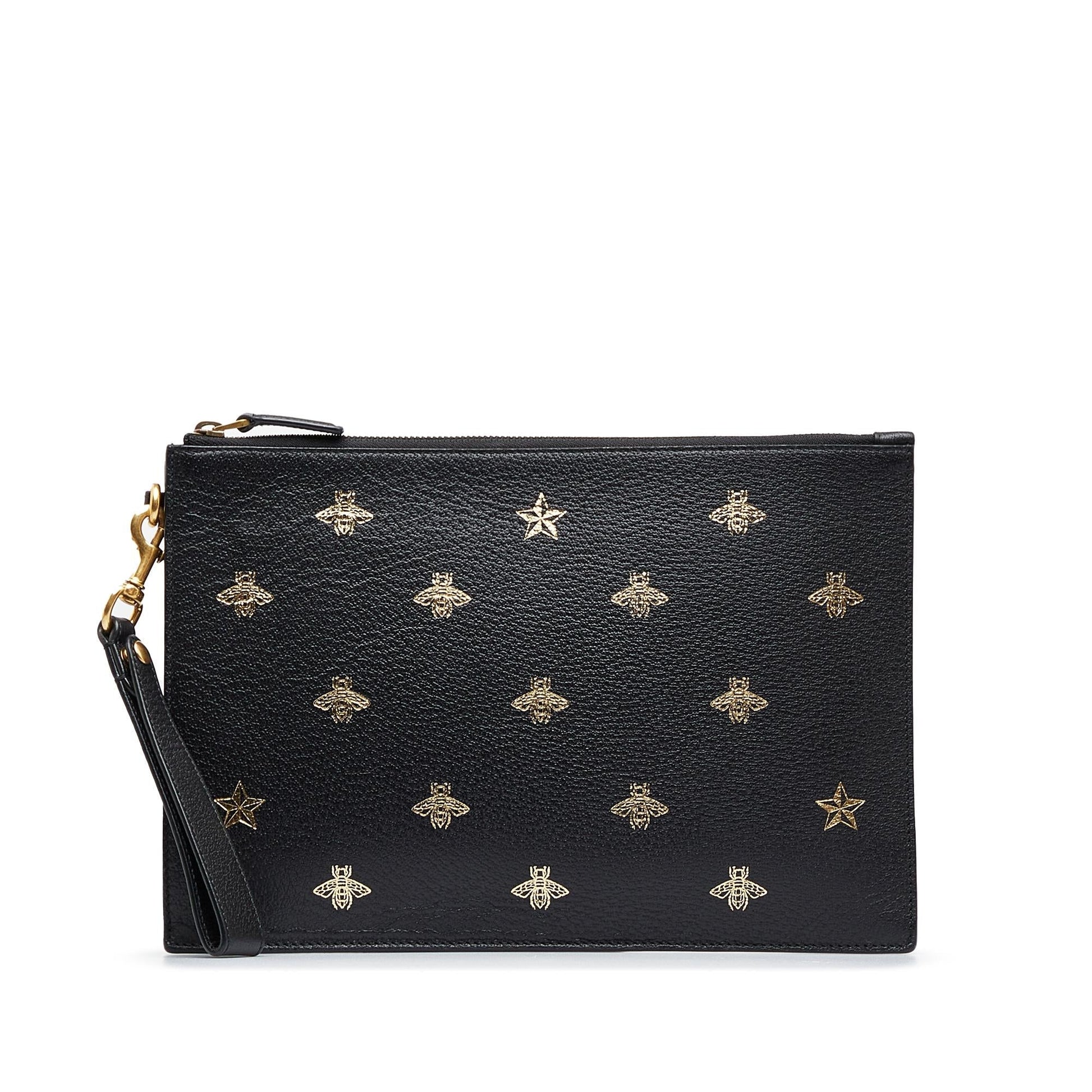 Gucci Bee Star SHG-Ji4YI7 Calf Black Clutch Bag