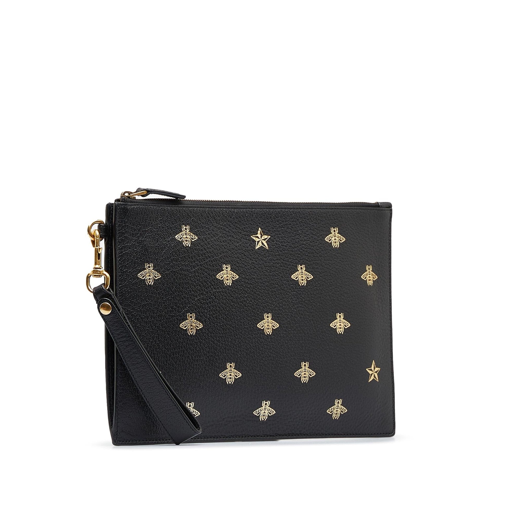 Gucci Bee Star SHG-Ji4YI7 Calf Black Clutch Bag