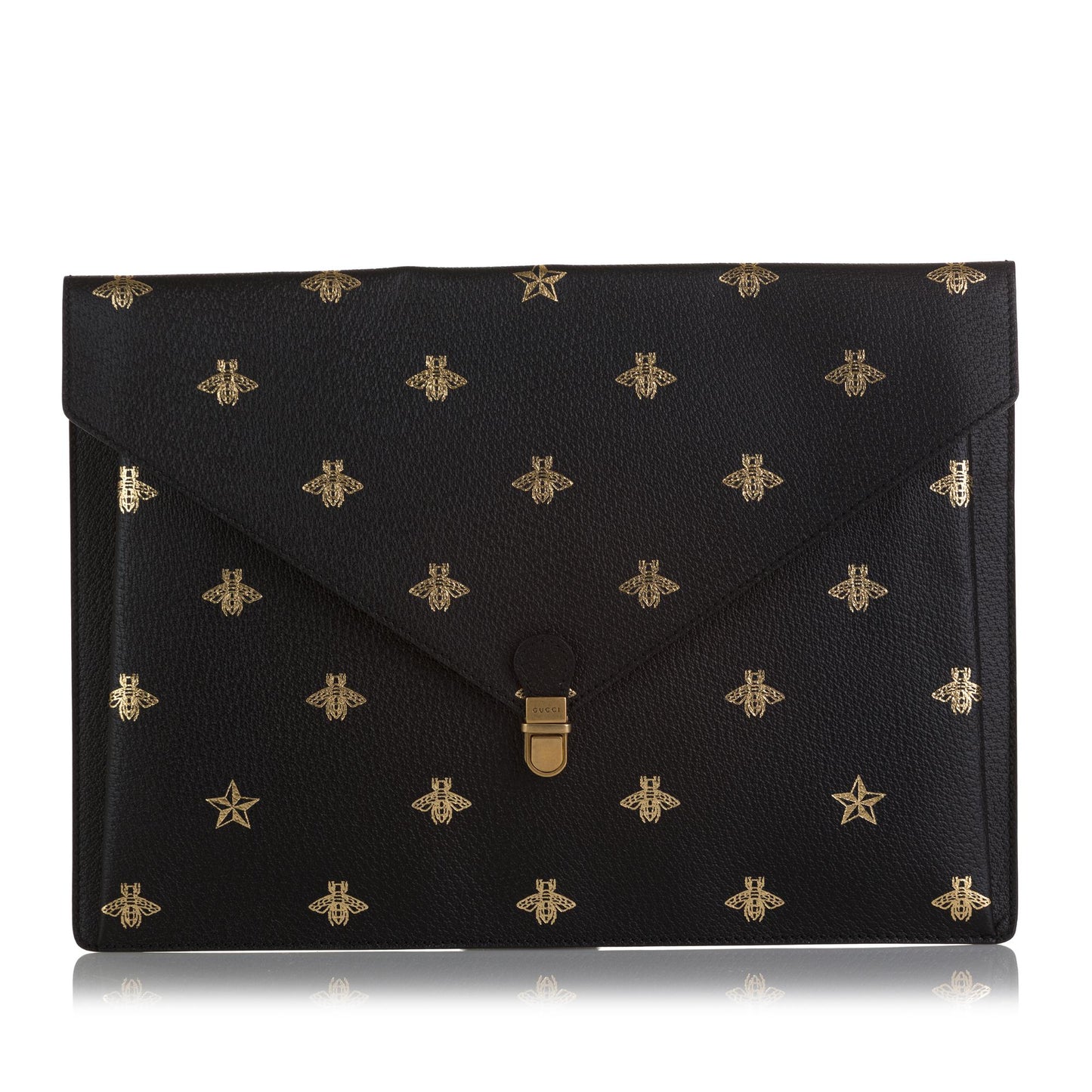 Gucci Bee Star Envelope Portfolio SHG-ssbcCg Leather Calf Black Small Handbag