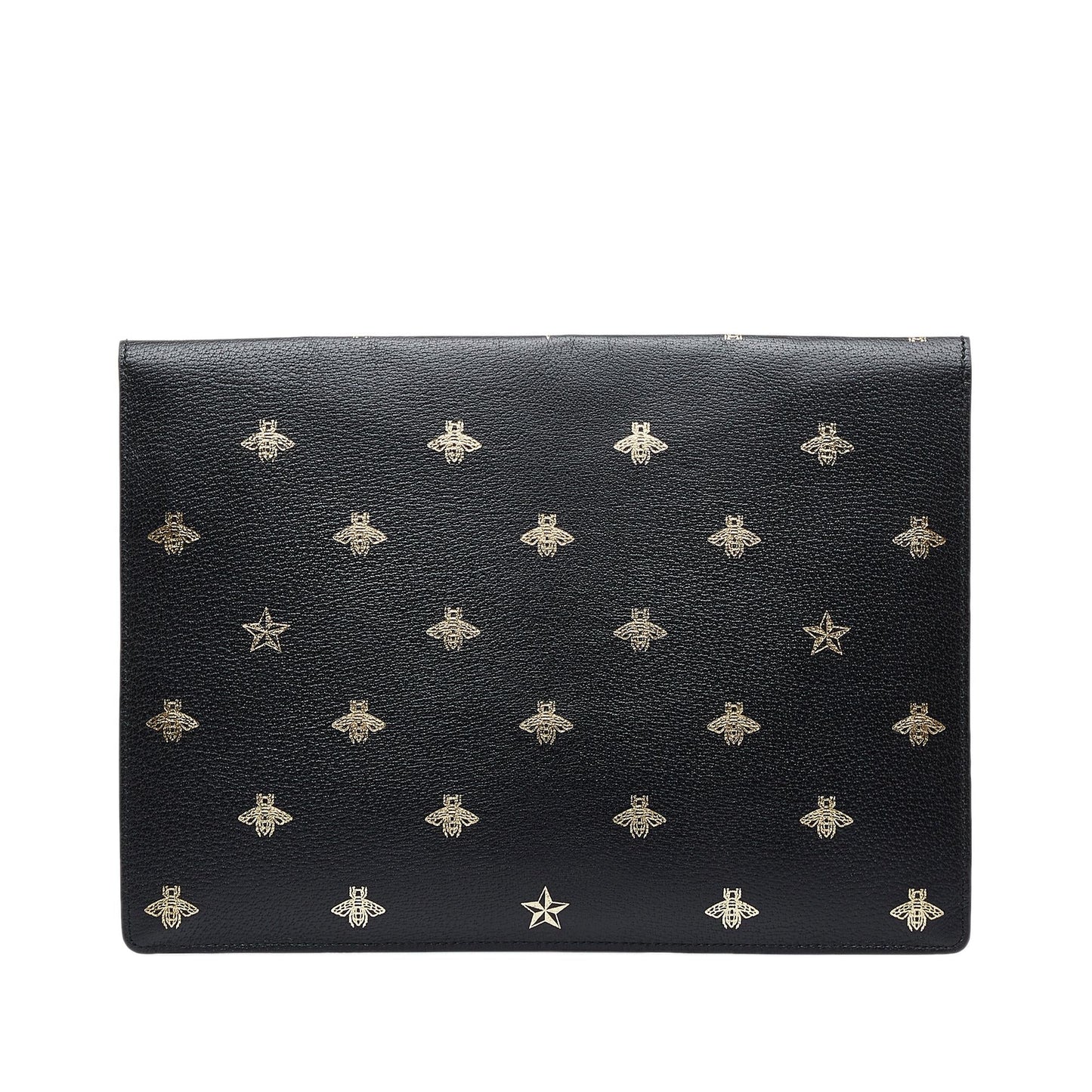 Gucci Bee Star Envelope Portfolio SHG-QDLUYm Calf Black Clutch Bag