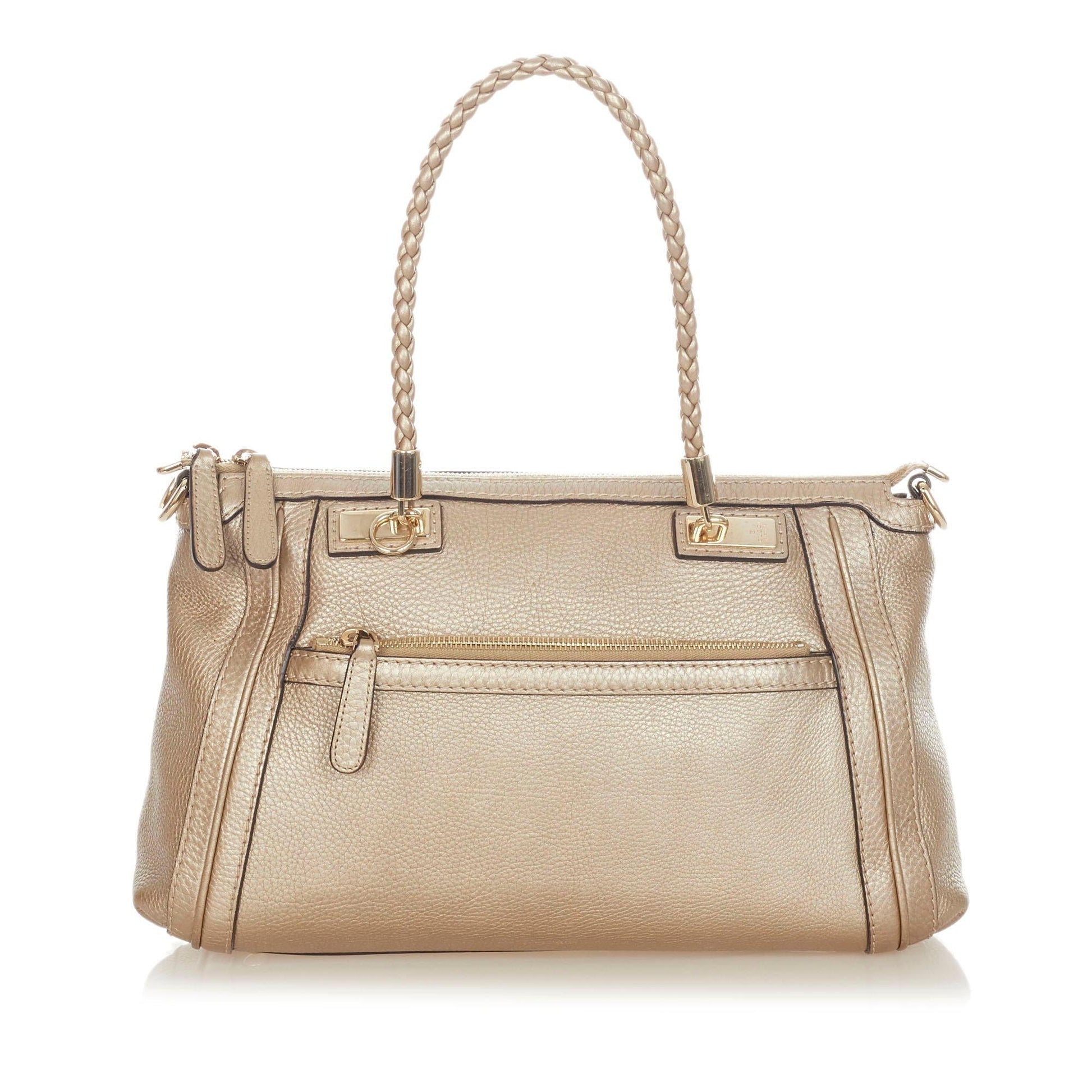 Gucci Bella SHG Leather Calf Gold Satchel Bag 3