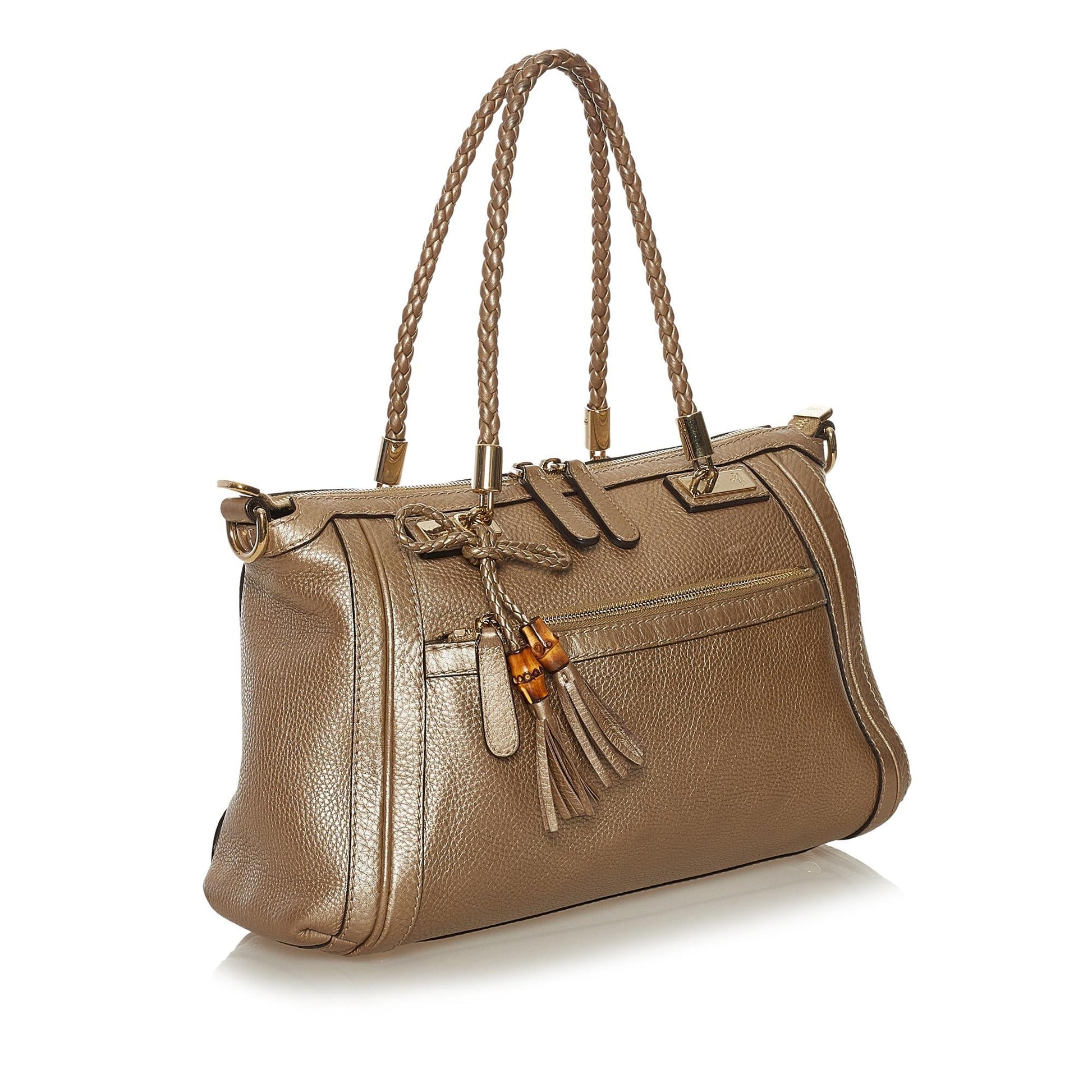 Gucci Bella SHG Leather Calf Brown Satchel Bag