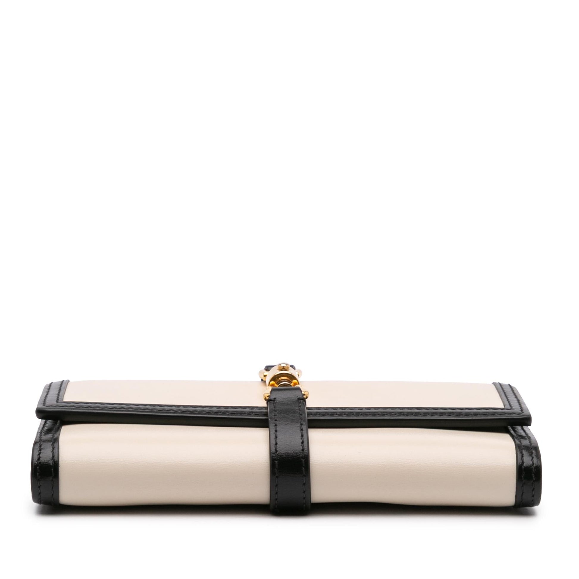 Gucci Bicolor Jackie Wallet On Chain Calf Calfskin Black White Crossbody Bag On Chain