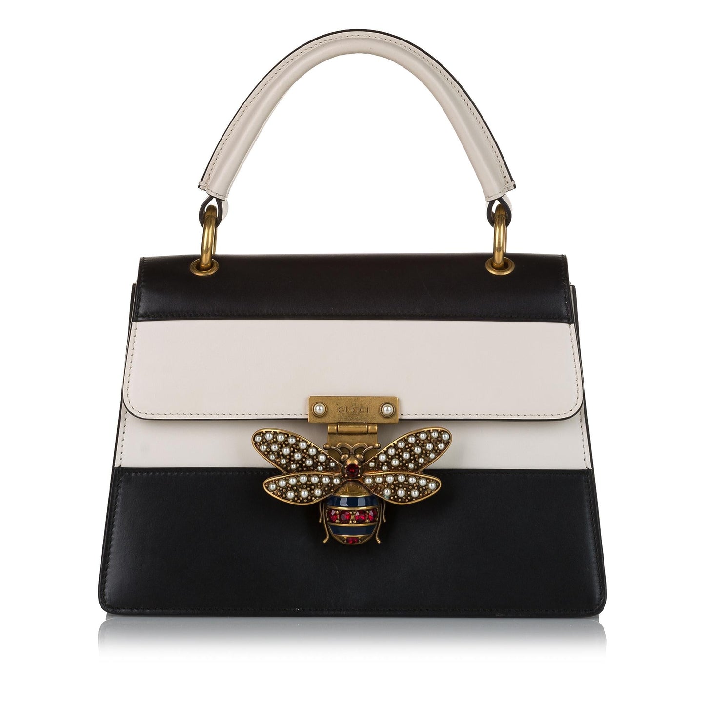 Gucci Blind Love Queen Margaret SHG Calf Black White Satchel Bag