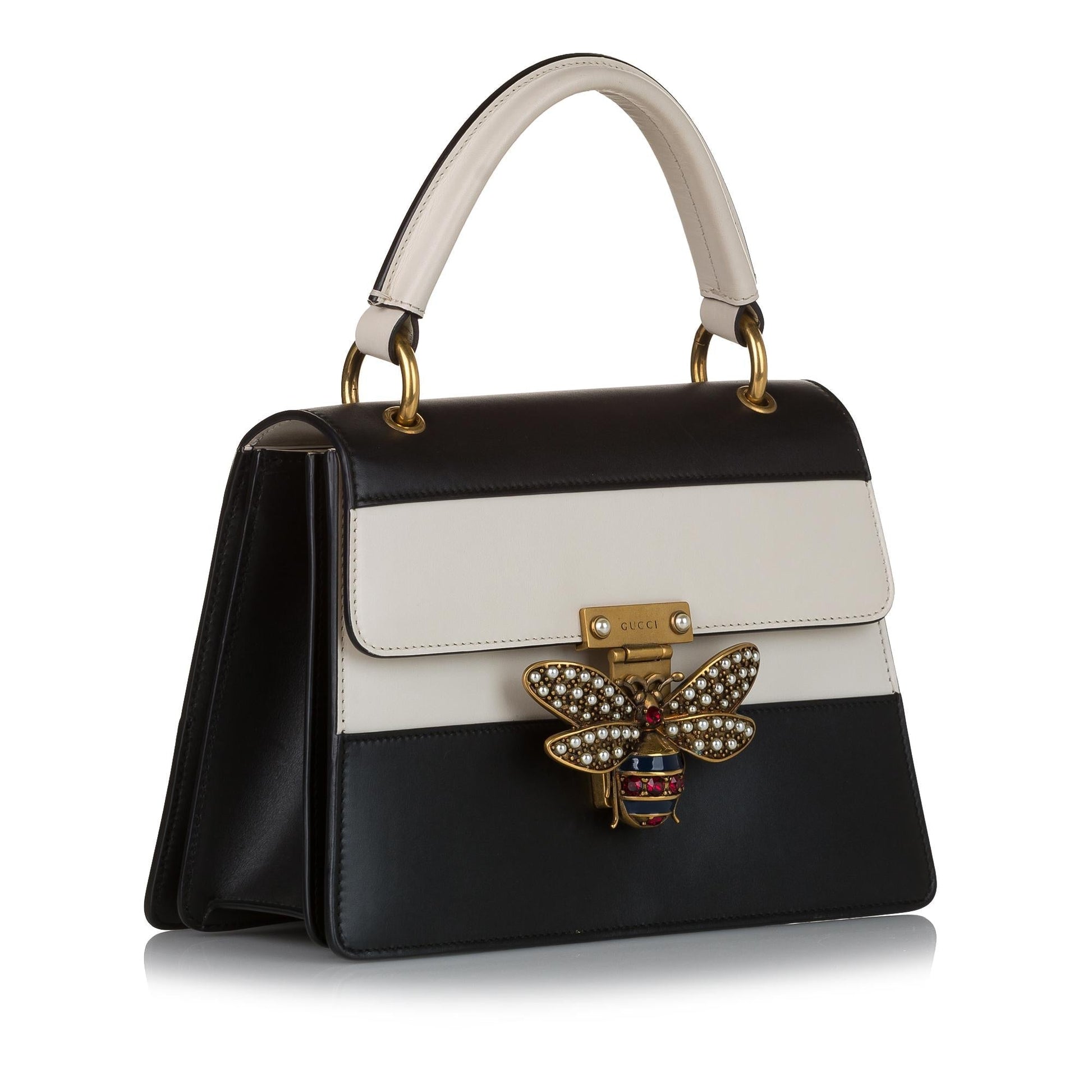Gucci Blind Love Queen Margaret SHG Calf Black White Satchel Bag