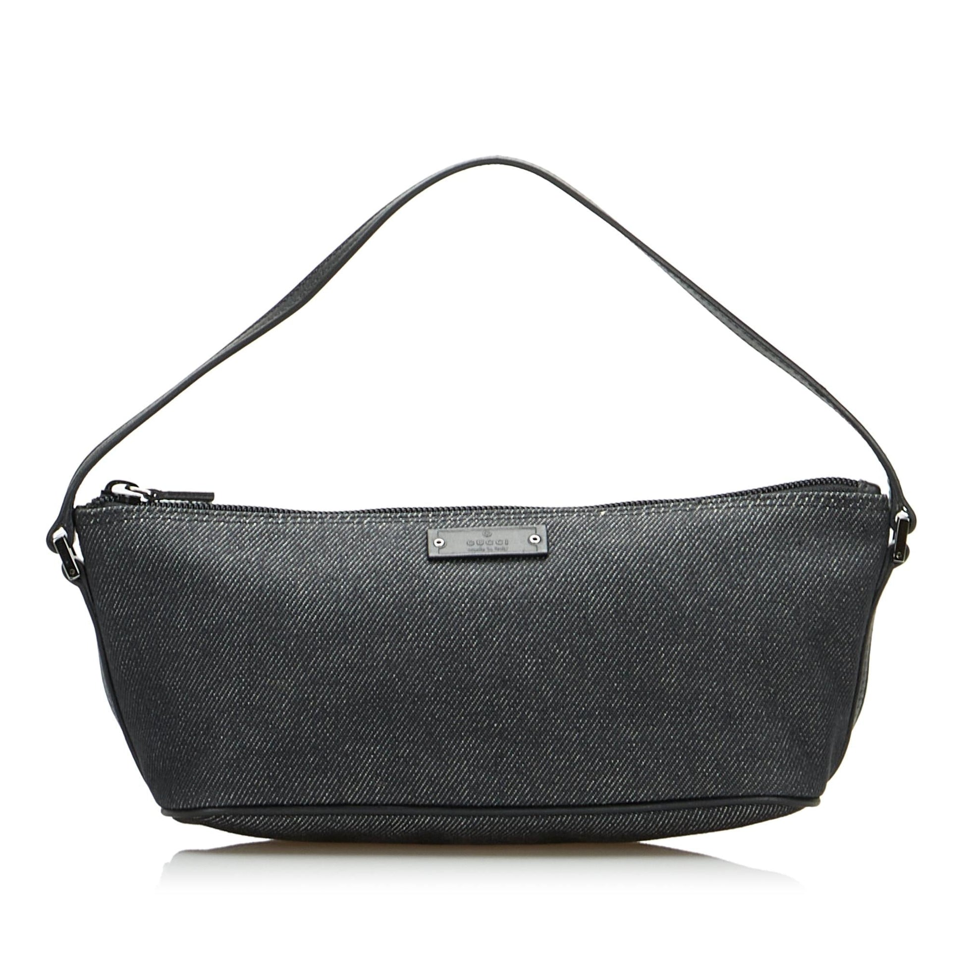 Gucci Boat SHG-RozfAC Denim Black Handbag