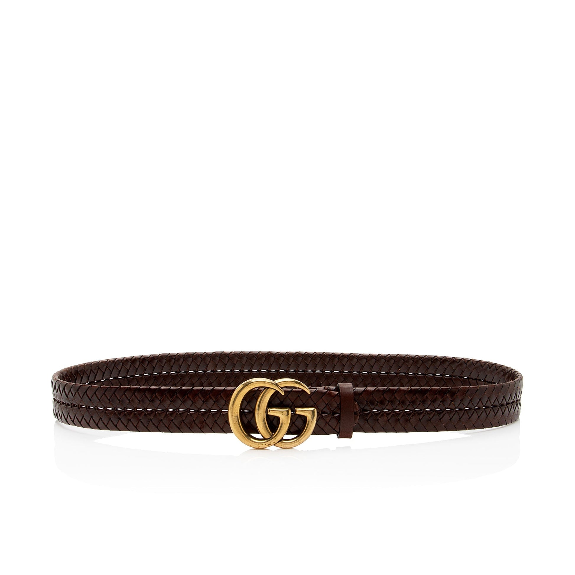 Gucci Braided GG Marmont Belt - Leather Brown Accessory