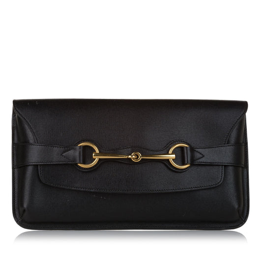 Gucci Bright Bit SHG Leather Calf Black Clutch Bag