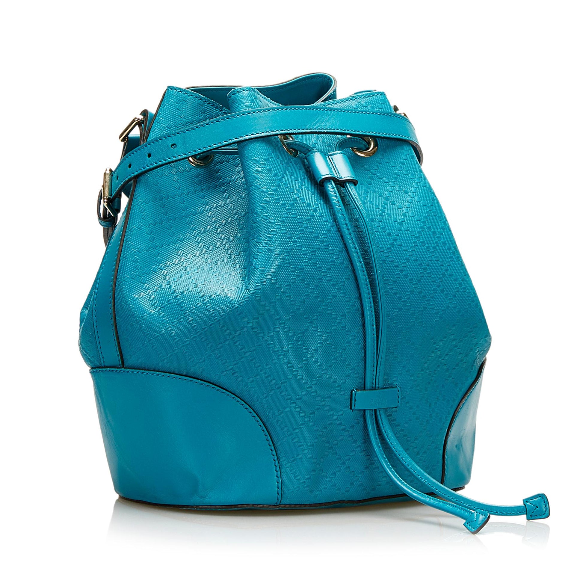Gucci Bright Diamante SHG Calf Blue Bucket Shoulder Bag