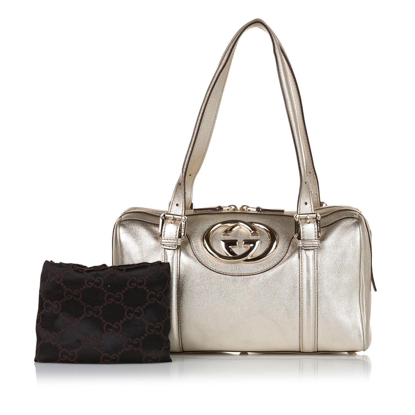 Gucci Britt Boston SHG Leather Calf Gold Satchel Bag