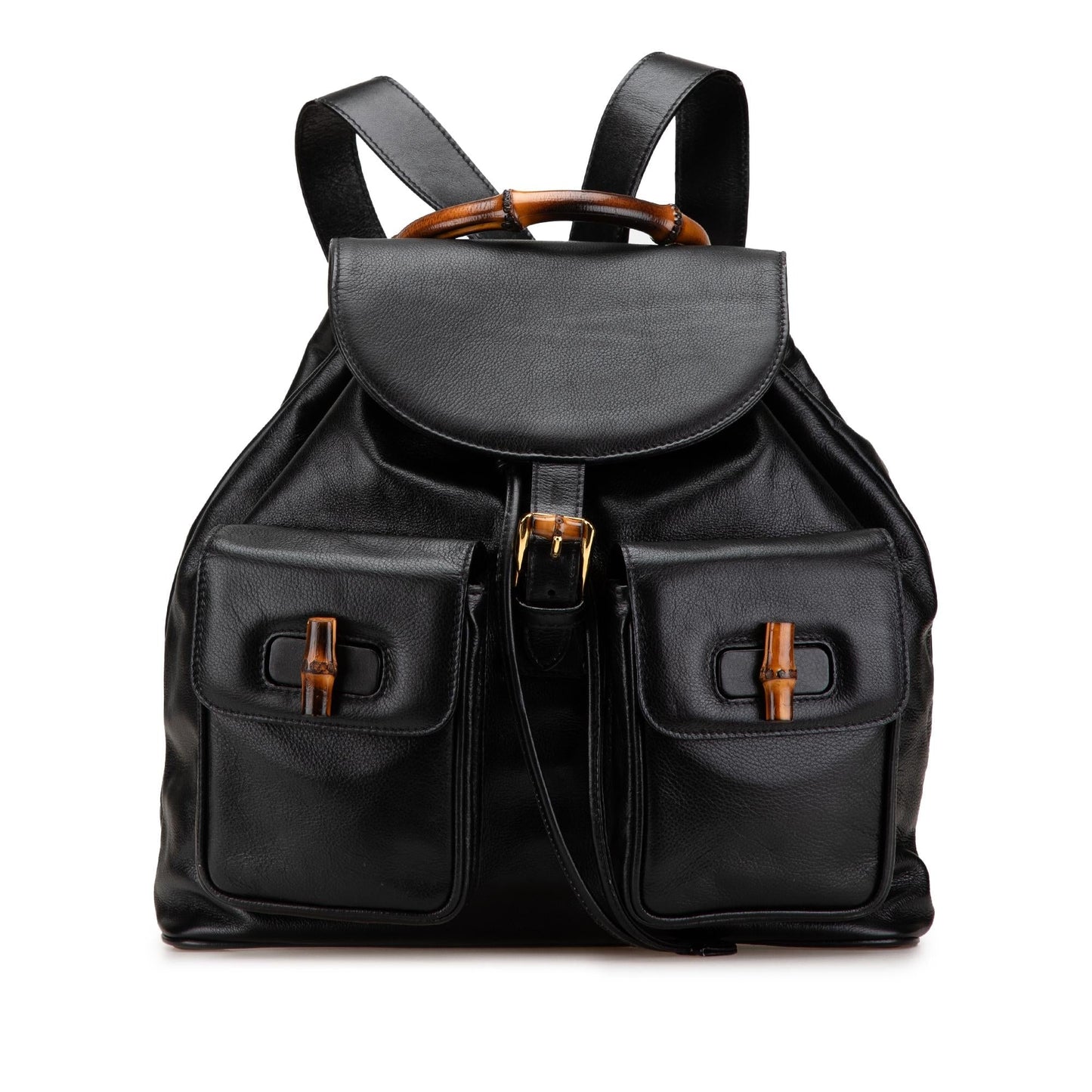 Gucci Bamboo Drawstring Backpack Calf Calfskin Black Jewelry Drawstring Backpack