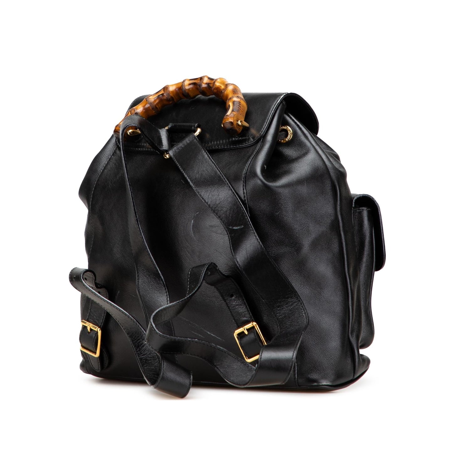 Gucci Bamboo Drawstring Backpack Calf Calfskin Black Jewelry
