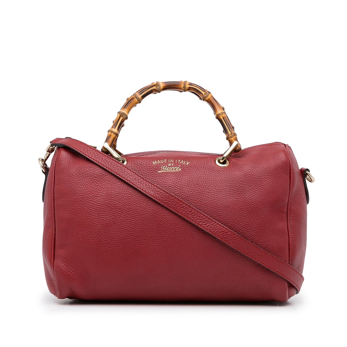 Gucci Bamboo Shopper Boston SHG-5nu9zh Calf Calfskin Red Satchel Bag