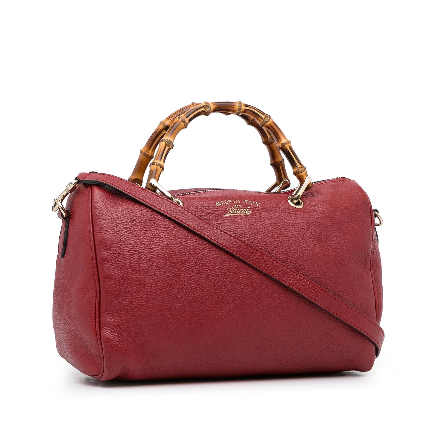 Gucci Bamboo Shopper Boston SHG-5nu9zh Calf Calfskin Red Satchel Bag