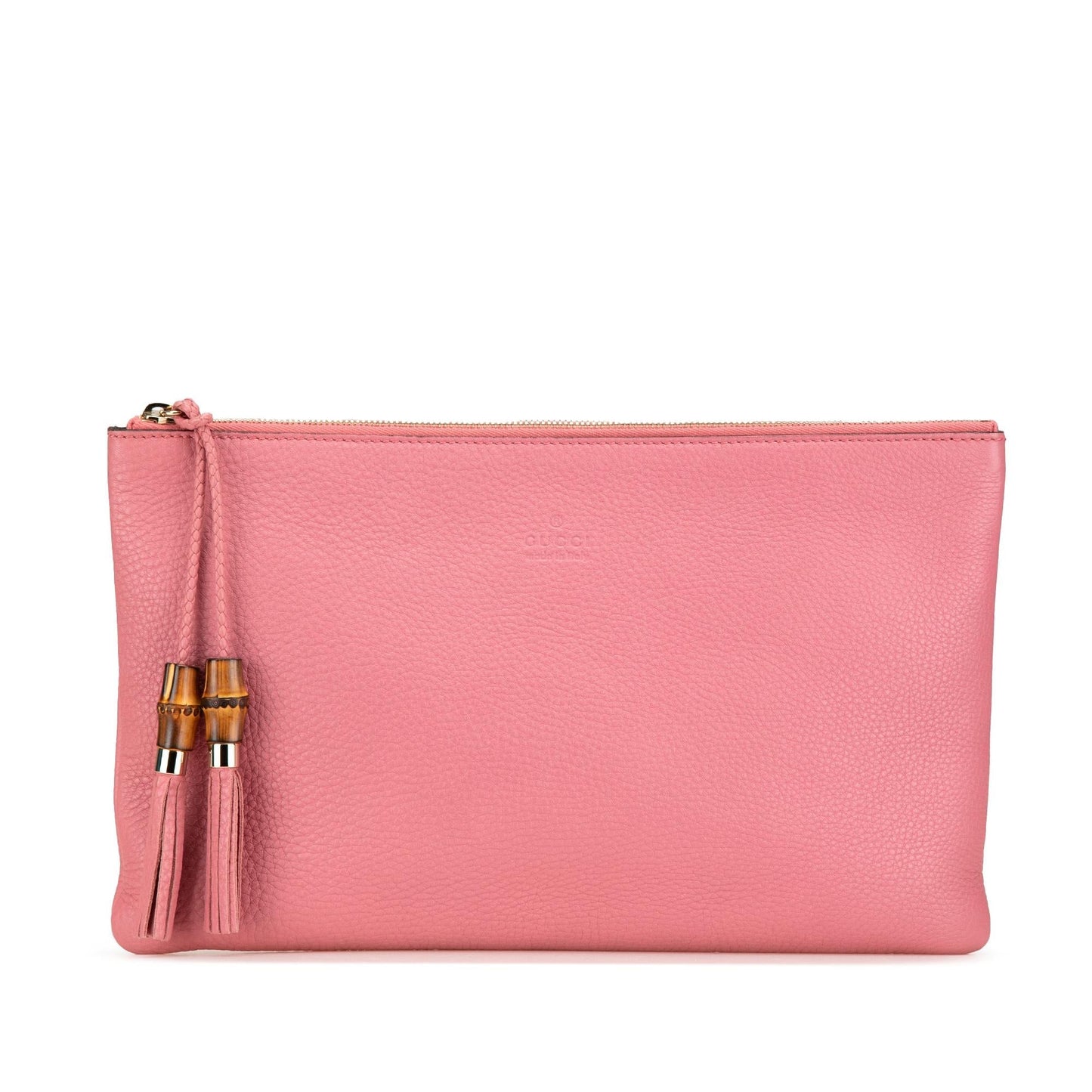 Gucci Bamboo Tassel Calf Calfskin Pink Clutch Bag Tassel Clutch