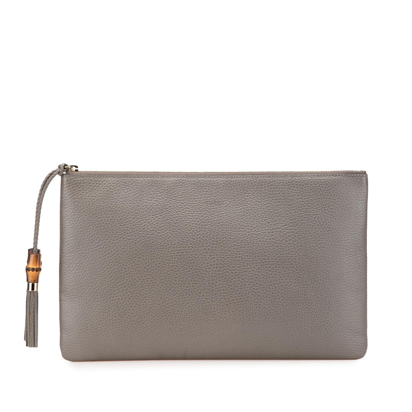 Gucci Bamboo Tassel Calf Calfskin Grey Clutch Bag