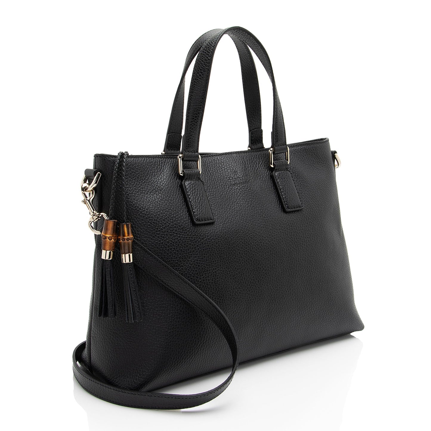Gucci Bamboo Tassel SHF-gWsjHp Calfskin Black Tote Bag