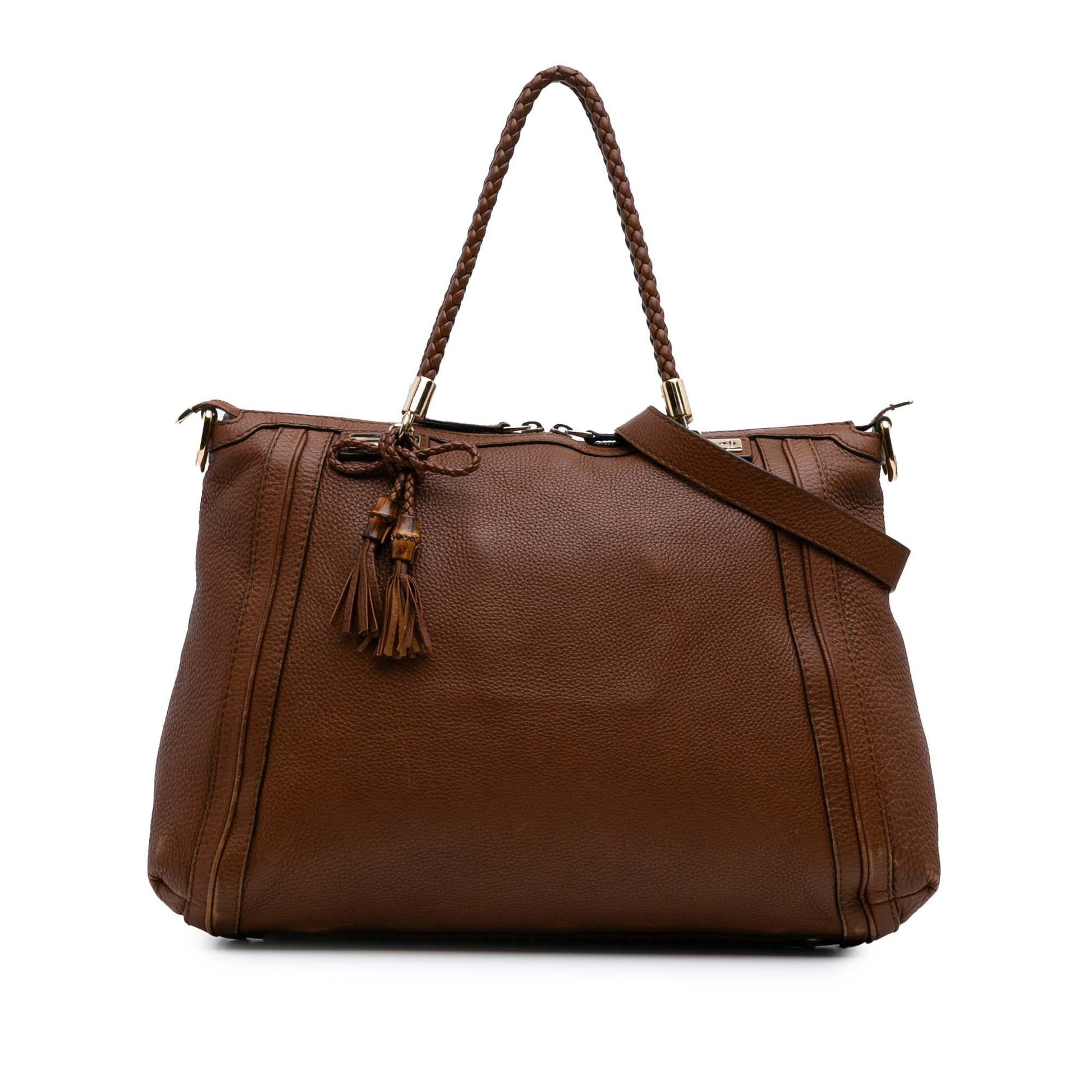 Gucci Bella Calf Calfskin Brown Satchel Bag
