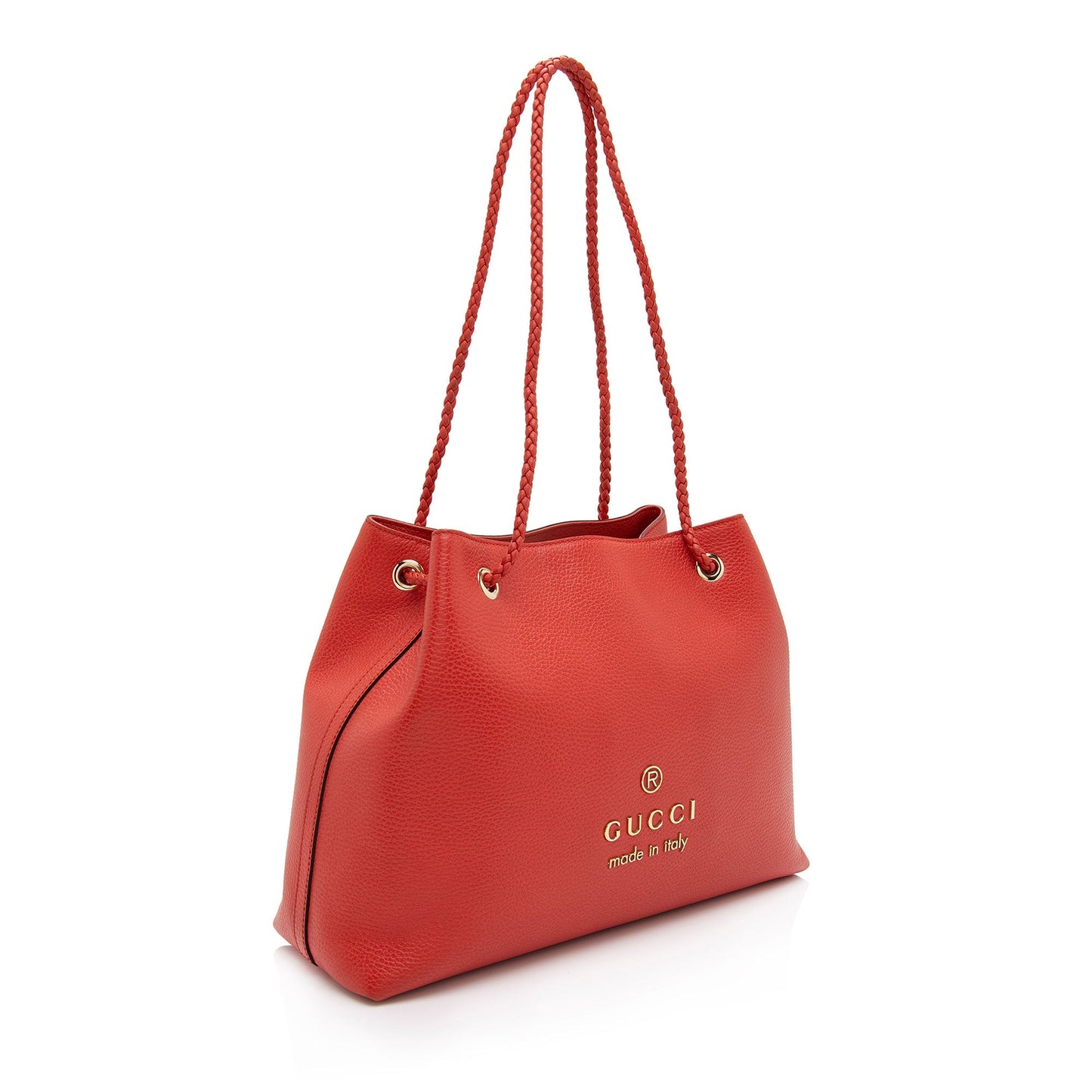 Gucci Braided Handle Gifford SHF-rOnRqC Leather Calfskin Red Orange Tote Bag