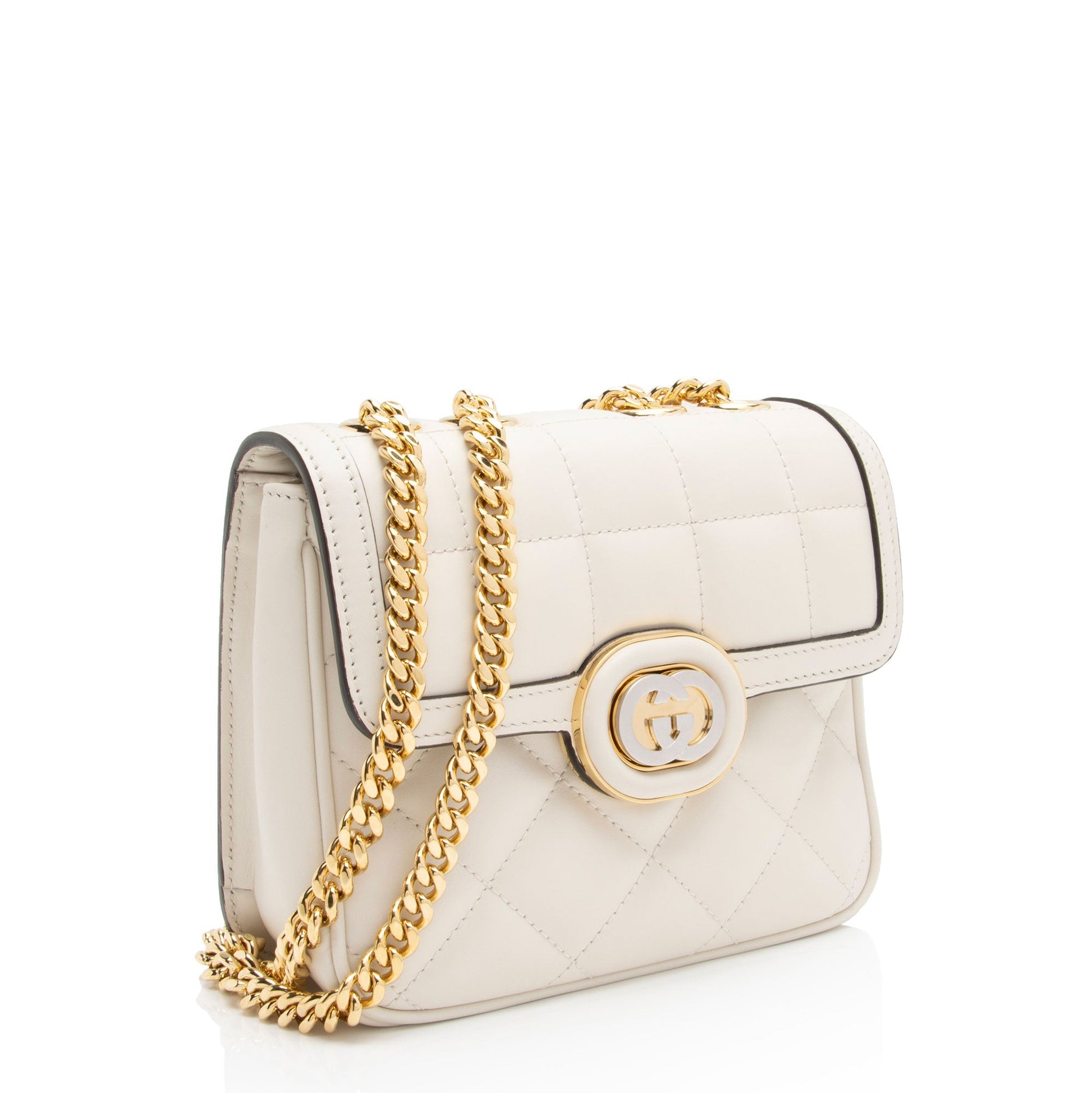 Gucci Deco Calfskin White Mini Crossbody Bag