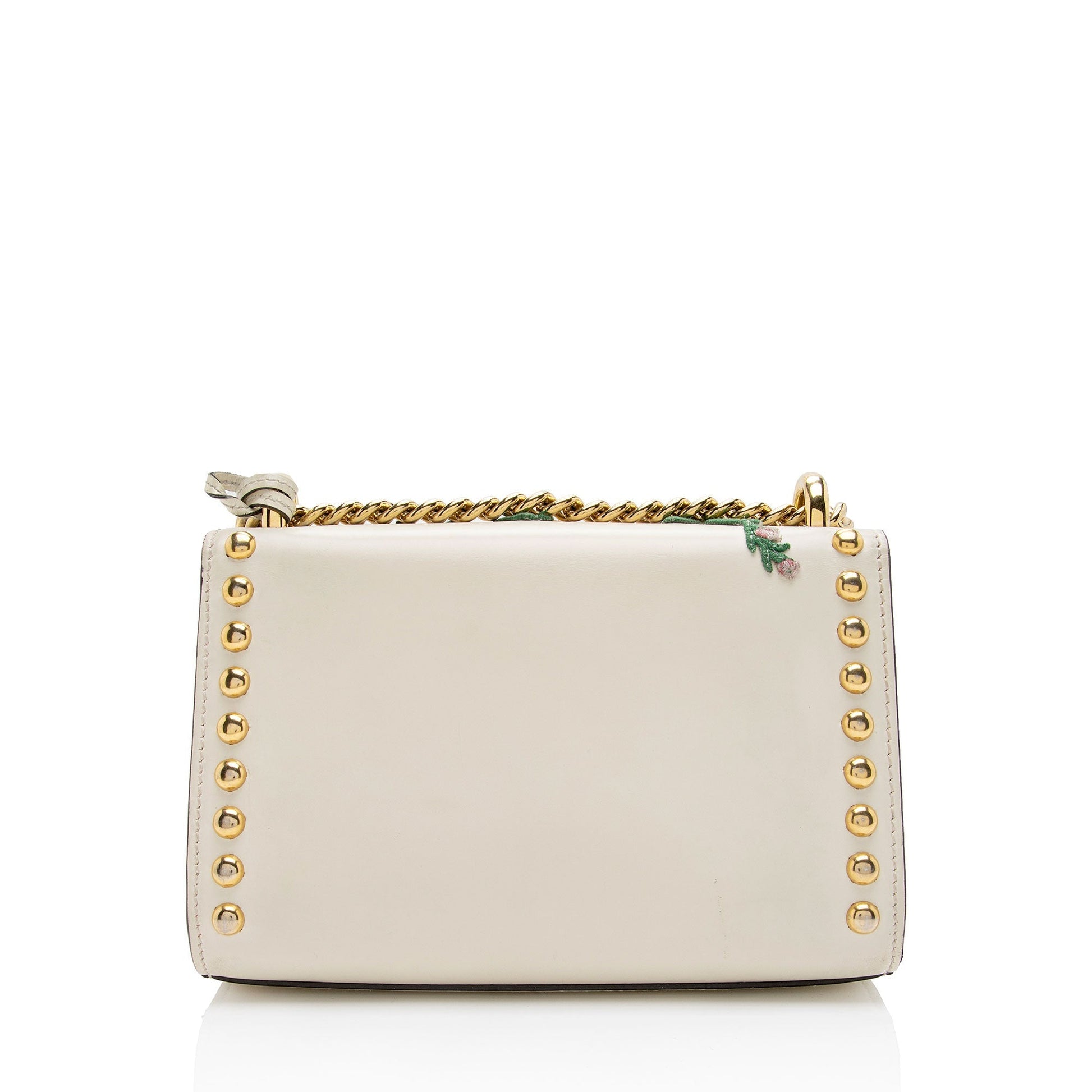 Gucci Embroidered Padlock SHF-IvAfyD Calfskin White Small Crossbody Bag