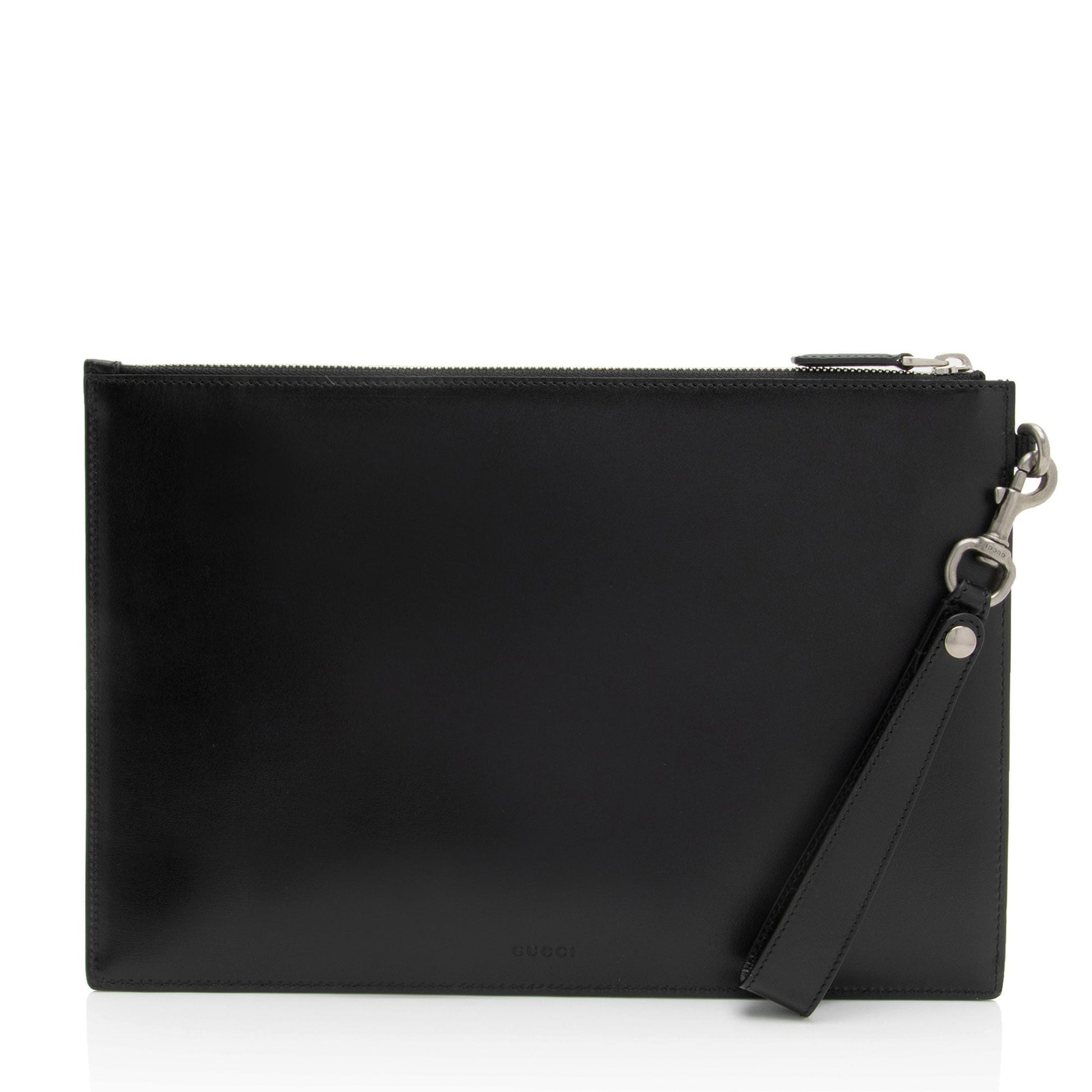 Gucci GG Marmont Zip Pouch Calfskin Black Clutch Bag