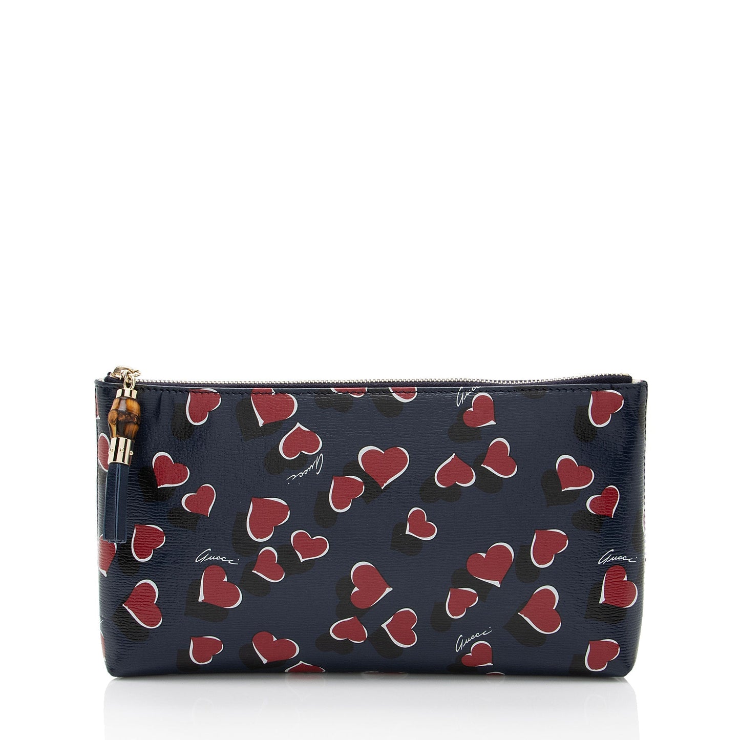 Gucci Heartbeat Pouch Calfskin White Blue Red Clutch Bag
