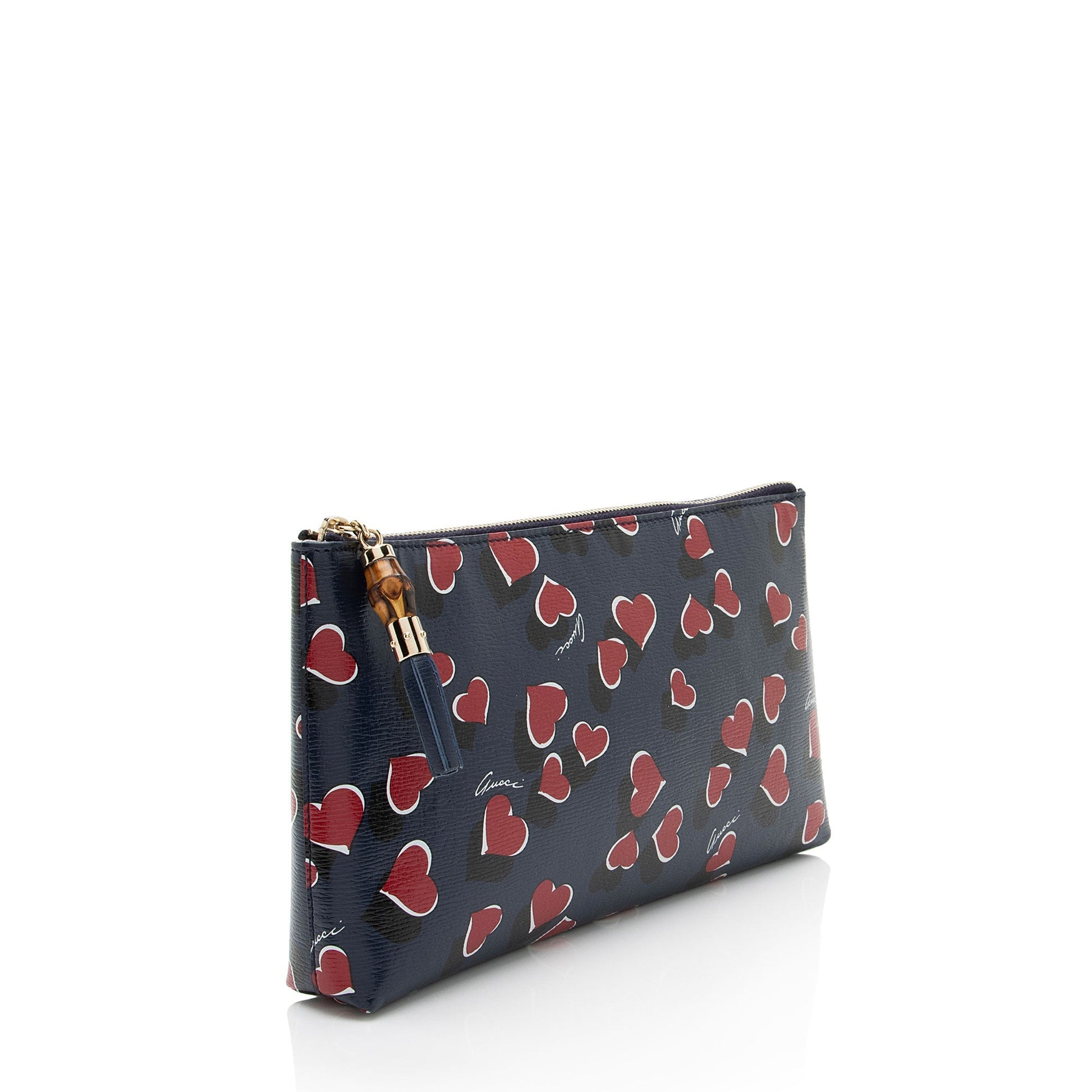 Gucci Heartbeat Pouch Calfskin White Blue Red Clutch Bag