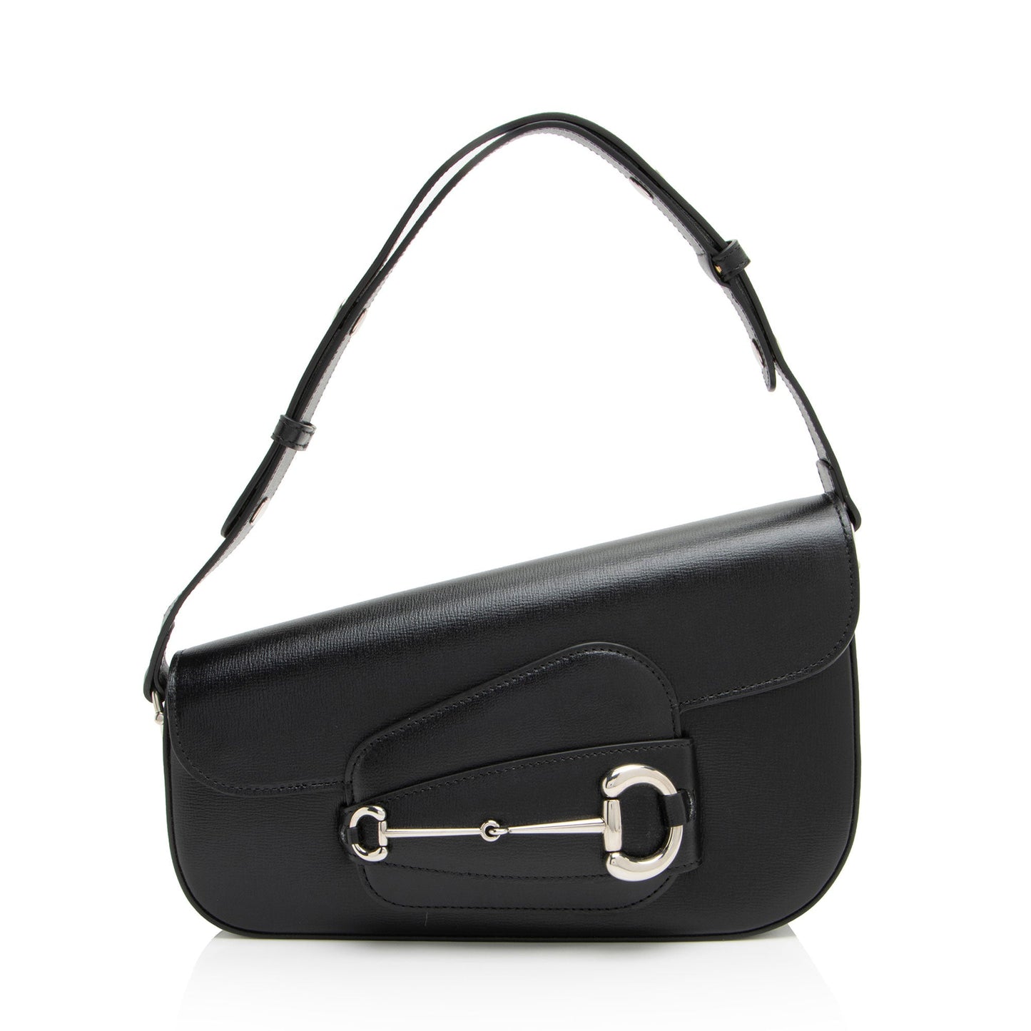 Gucci Horsebit Asymmetric Calfskin Black Small Shoulder Bag
