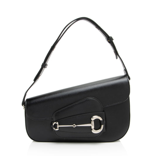 Gucci Horsebit Asymmetric Calfskin Black Small Shoulder Bag