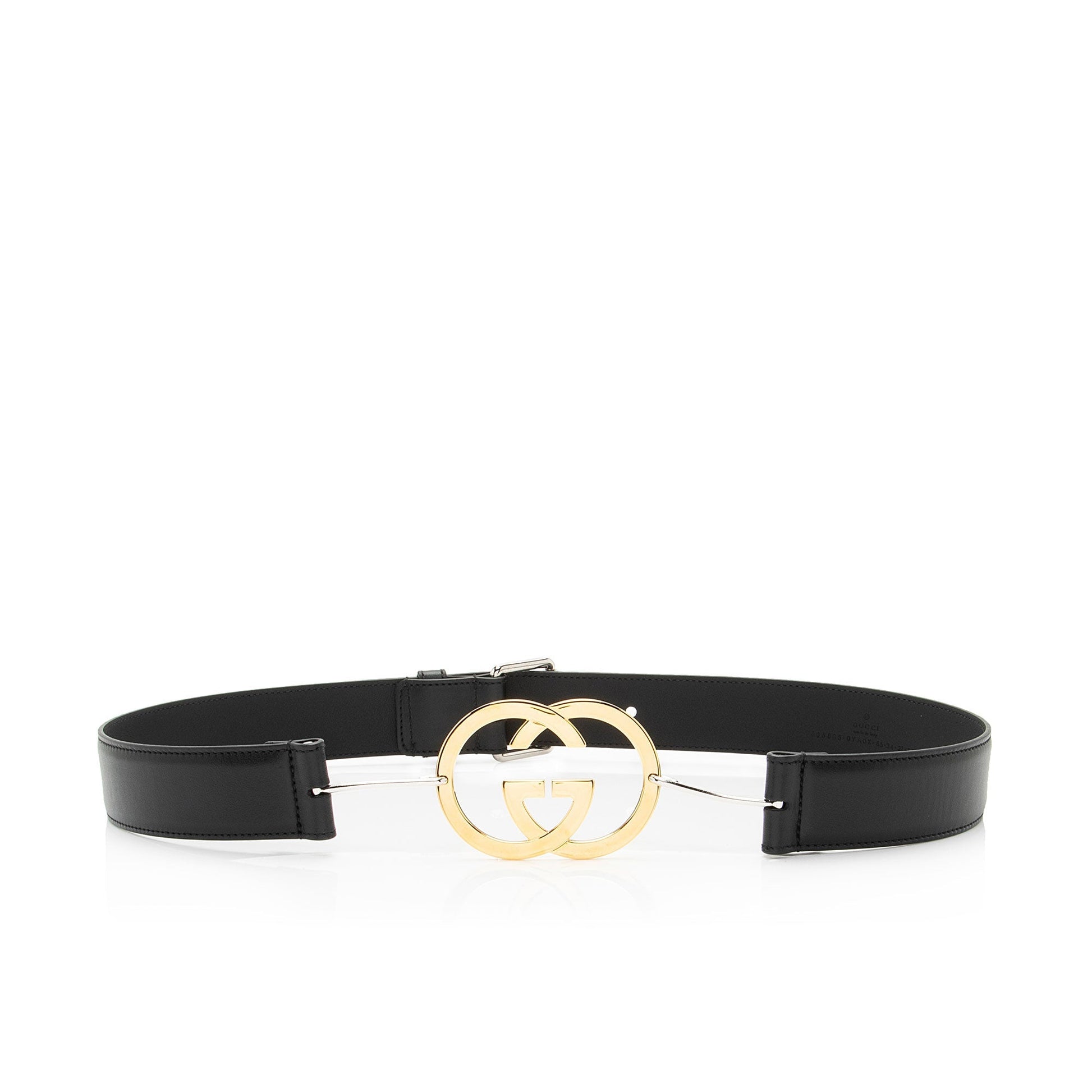 Gucci Interlocking G Belt - Size Calfskin Black Accessory