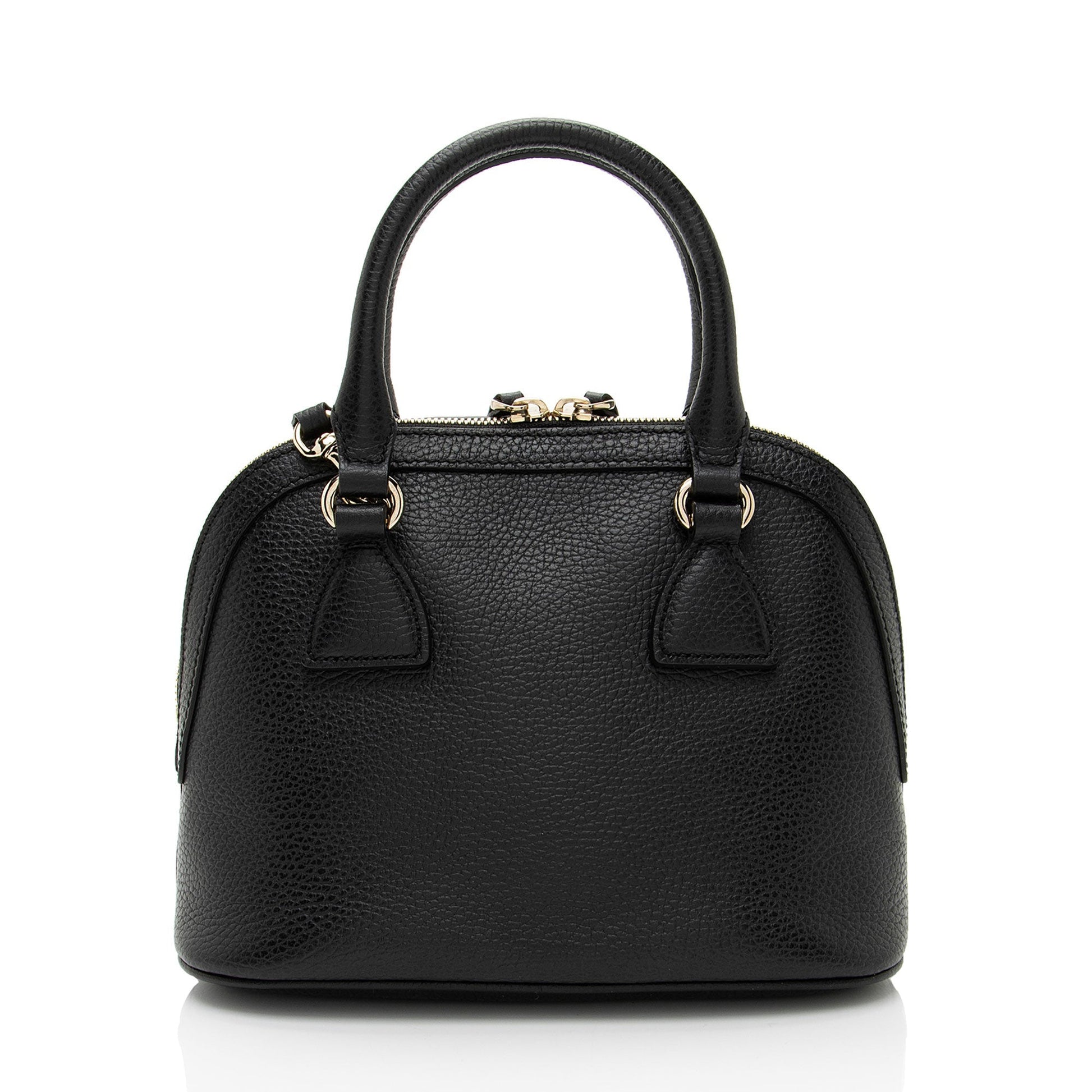 Gucci GG Charm Dome Leather Black Small Satchel Bag