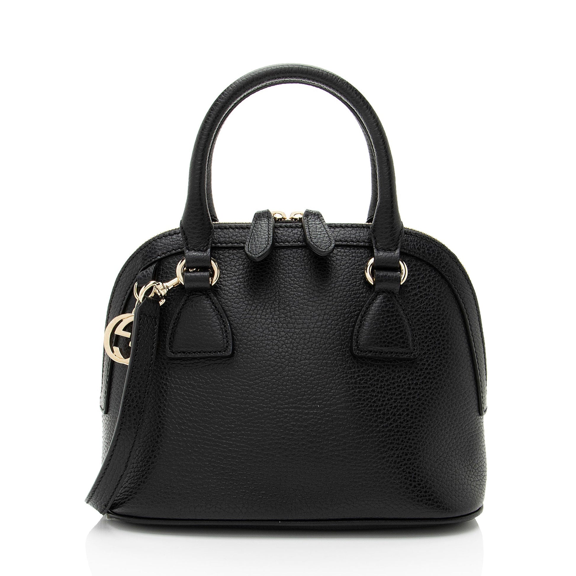 Gucci GG Charm Dome Leather Black Small Satchel Bag