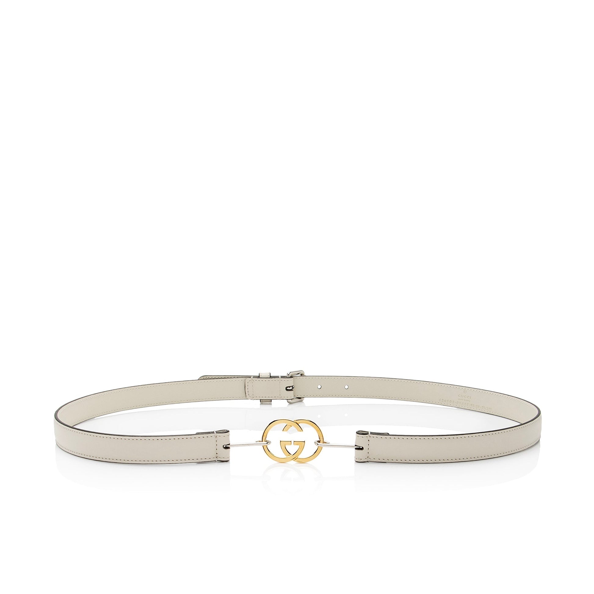 Gucci Interlocking G Slim Belt - Calfskin White Accessory