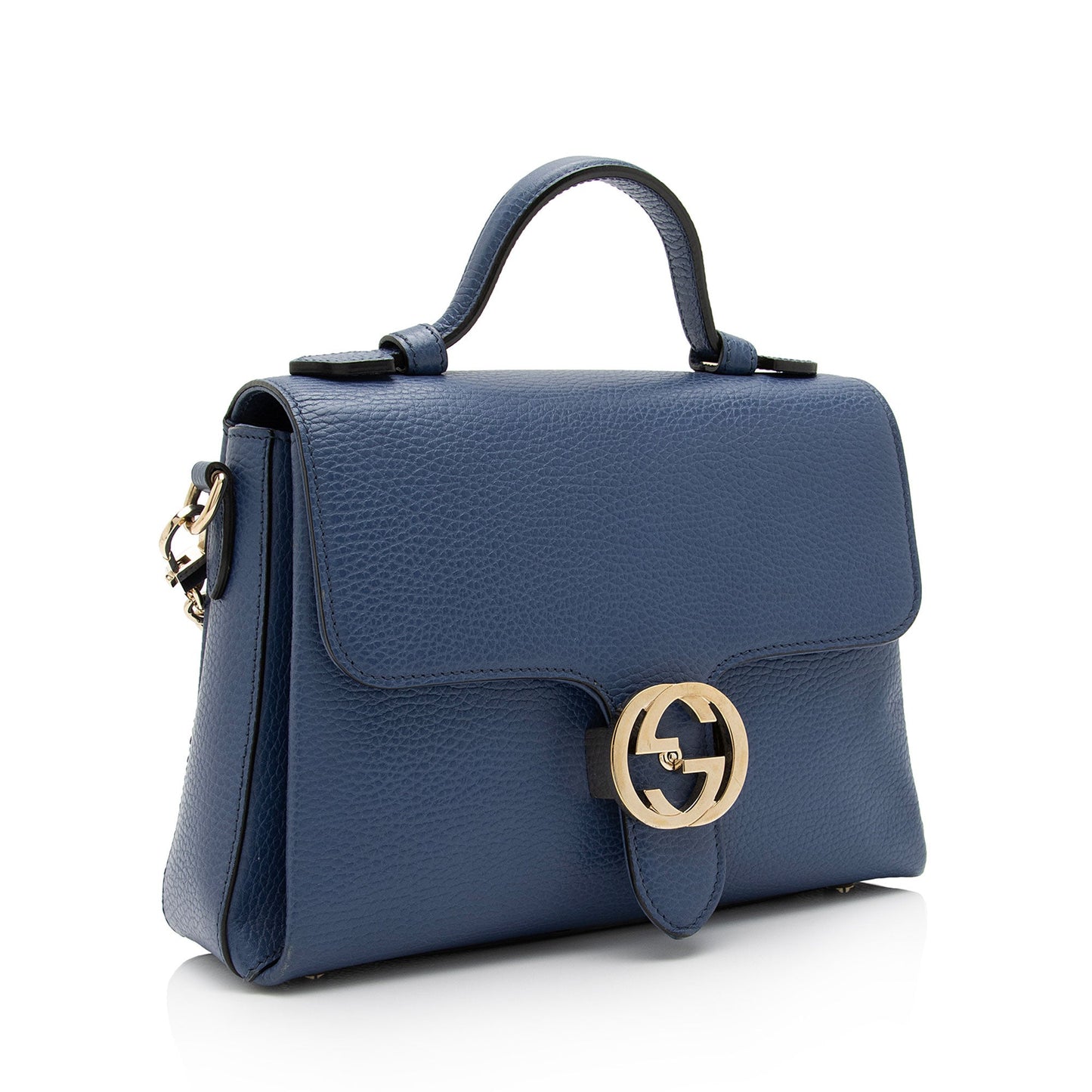 Gucci Interlocking G SHF-2x4YHi Calfskin Blue Small Top Handle Crossbody Bag