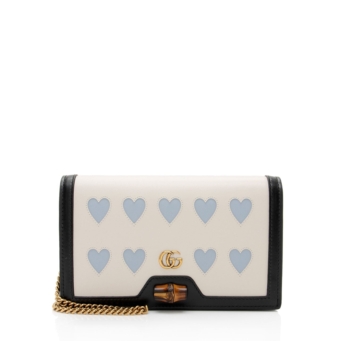 Gucci Lovelight Diana Chain SHF-3Xfv54 Calfskin Black White Blue Crossbody Bag