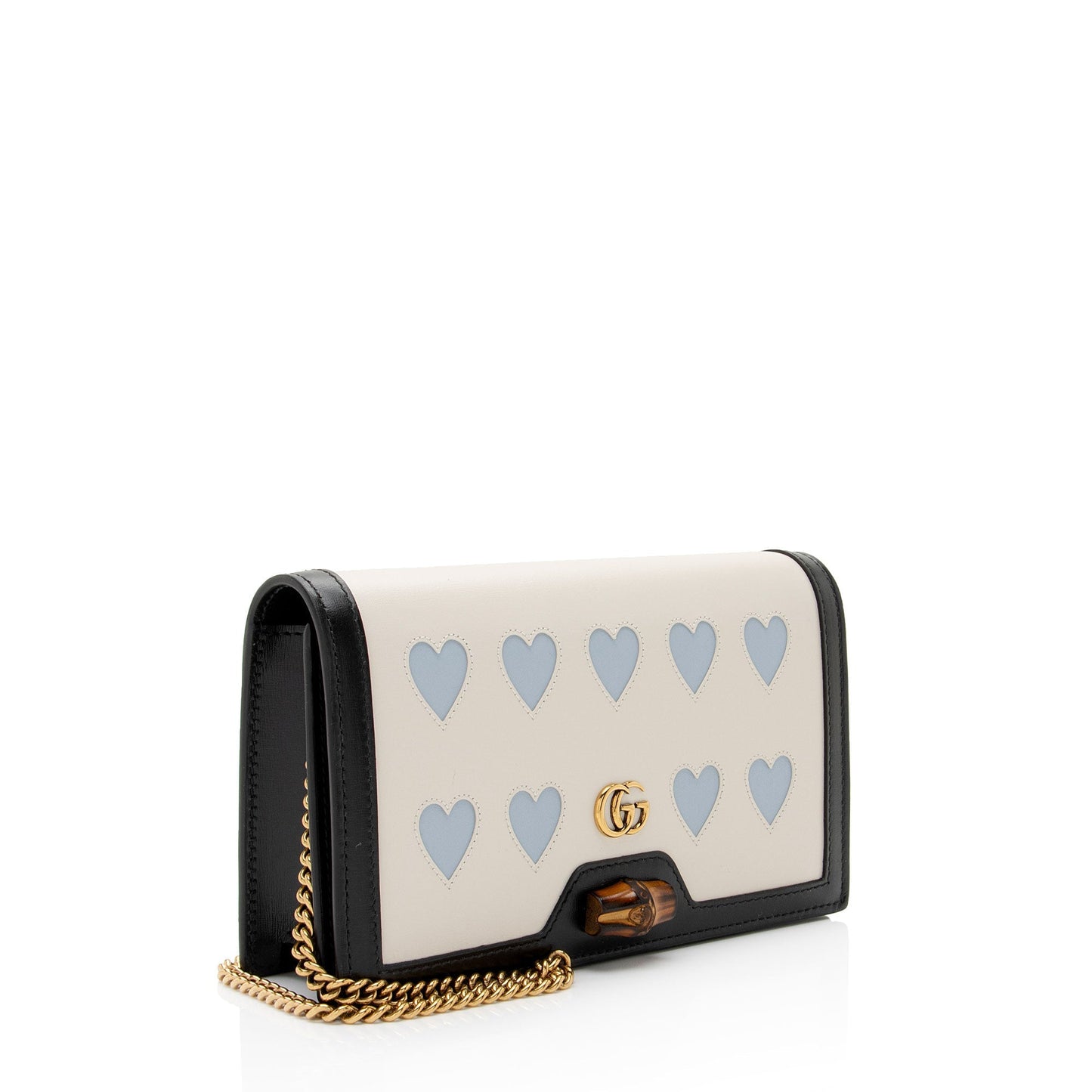 Gucci Lovelight Diana Chain SHF-3Xfv54 Calfskin Black White Blue Crossbody Bag