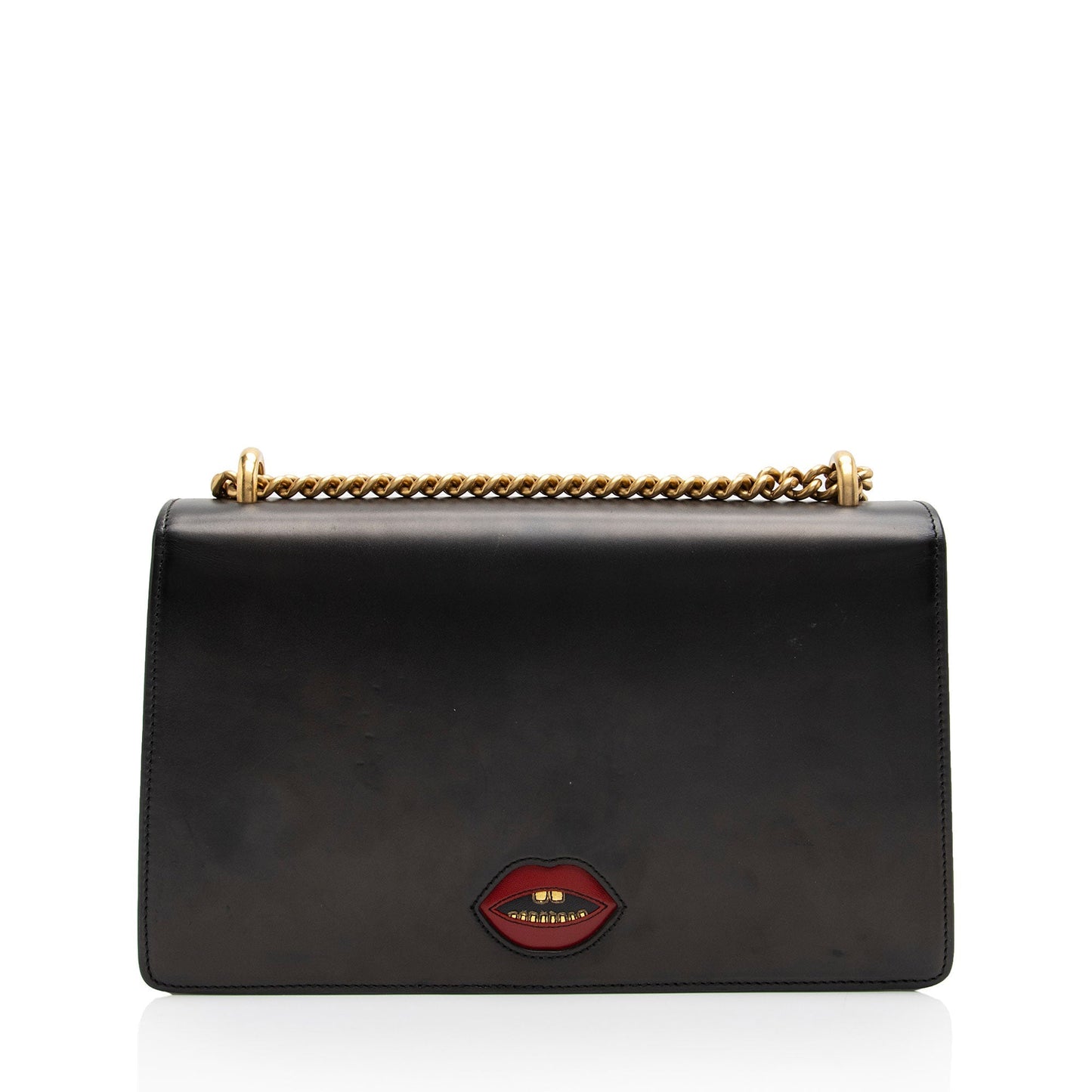 Gucci Malaga Kid Heart GG Marmont Leather Calfskin Black Red Shoulder Bag