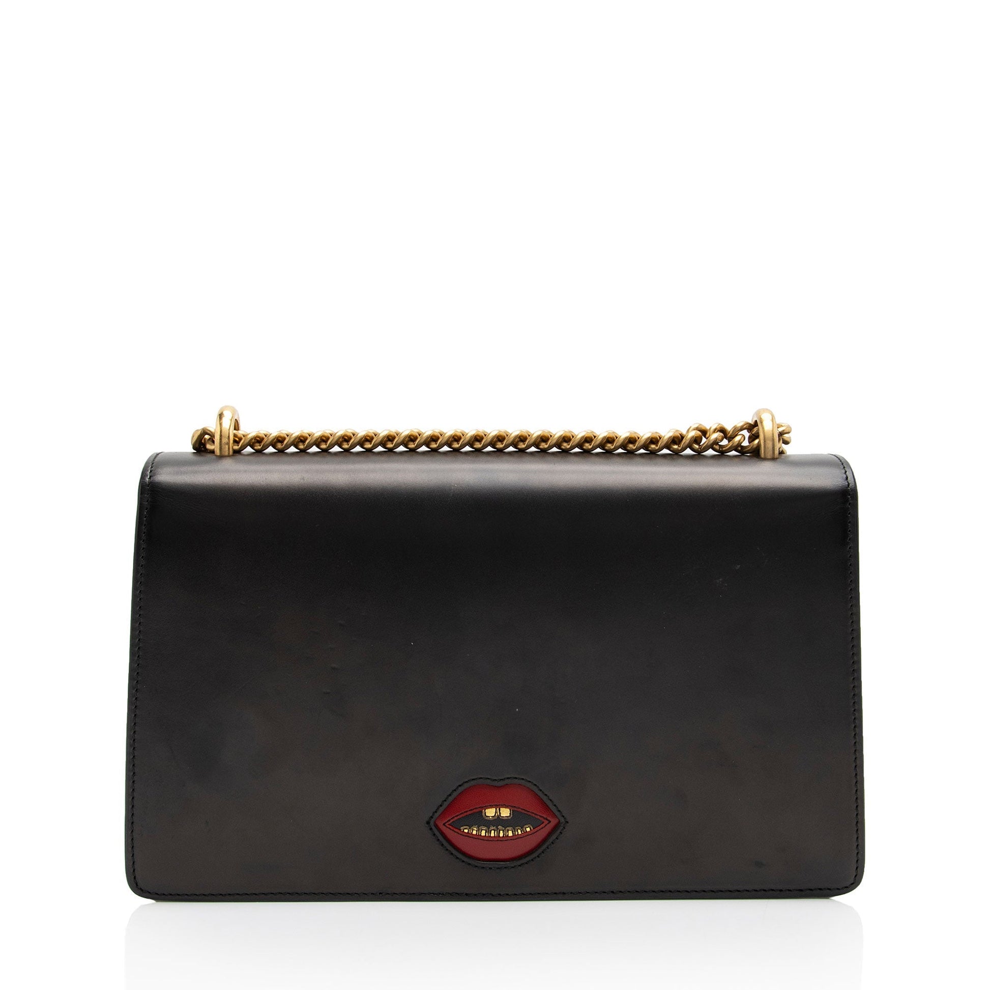 Gucci Malaga Kid Heart GG Marmont Leather Calfskin Black Red Shoulder Bag
