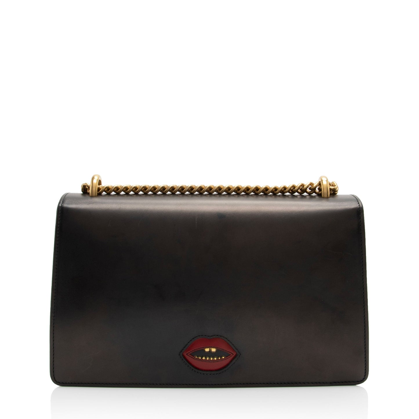 Gucci Malaga Kid Heart GG Marmont Calfskin Black Red Small Shoulder Bag Shf Oxh119