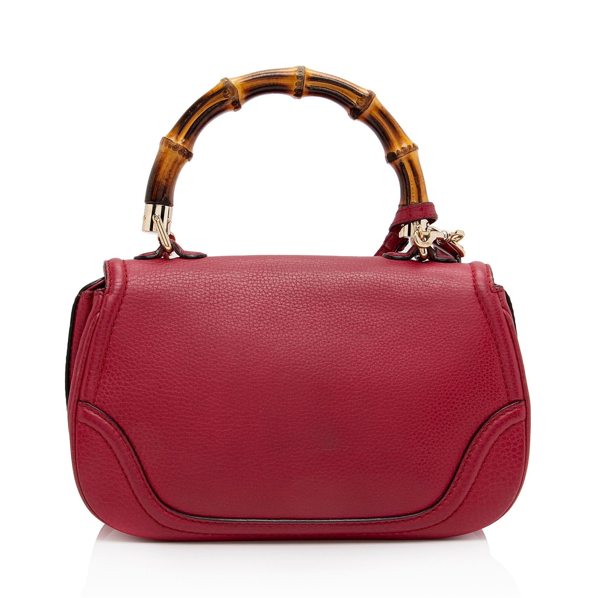 Gucci New Bamboo SHF-v2KUgA Leather Calfskin Pink Top Handle Satchel Bag