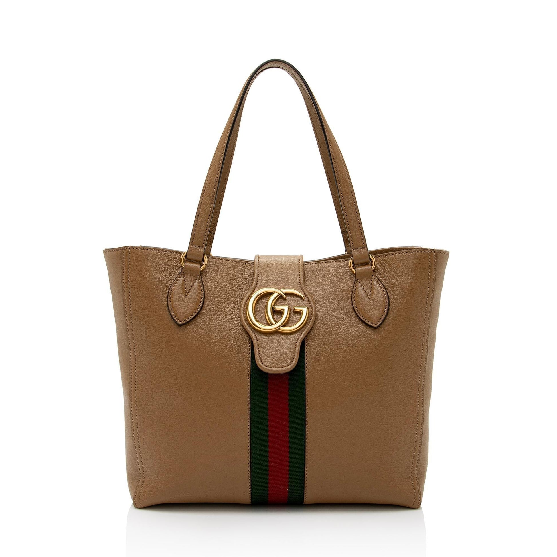 Gucci New Sakai Lux Web Dahlia Nylon Calfskin Beige Small Tote Bag