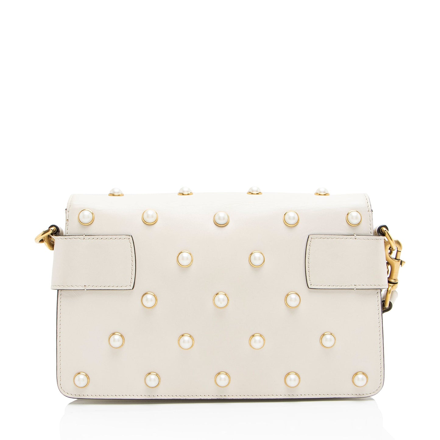 Gucci Pearl Bee Broadway Nylon Calfskin White Mini Crossbody Bag