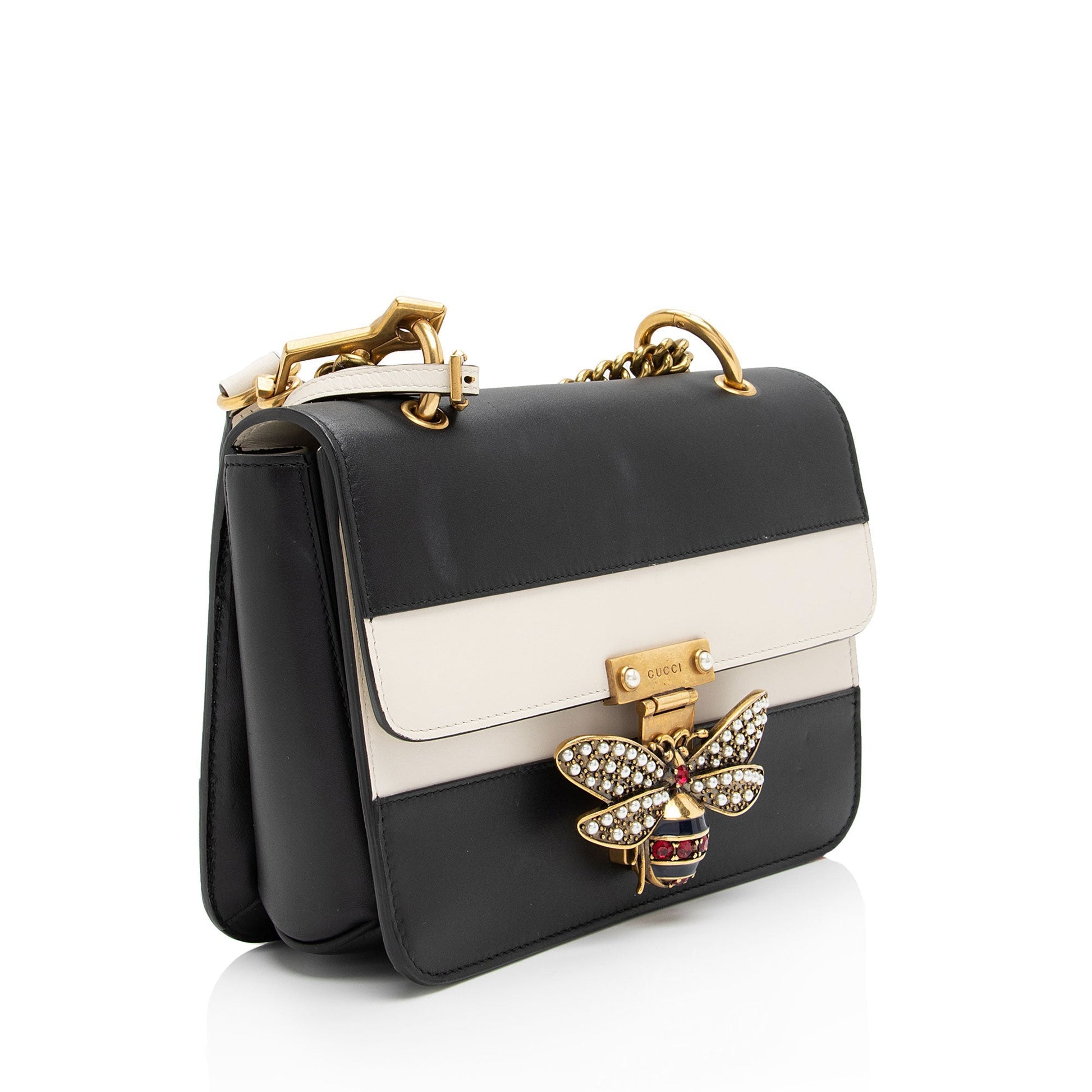 Gucci Queen Margaret SHF-P3GQPE Nylon Calfskin Black White Crossbody Bag