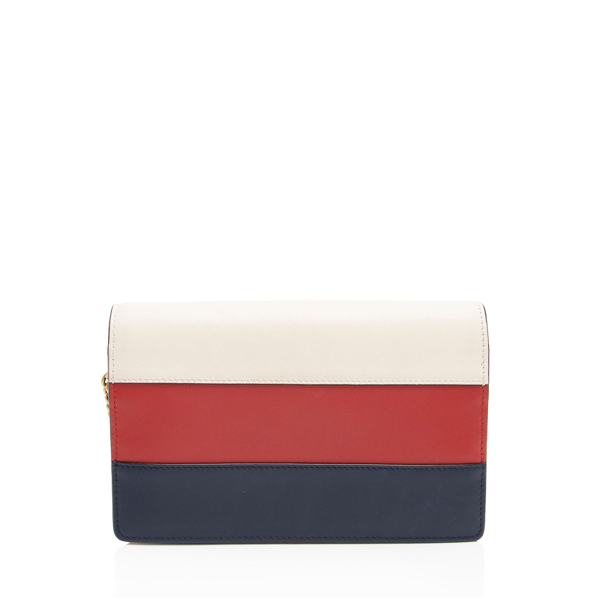 Gucci Queen Margaret Wallet on Chain Calfskin White Blue Red Crossbody Bag On Chain